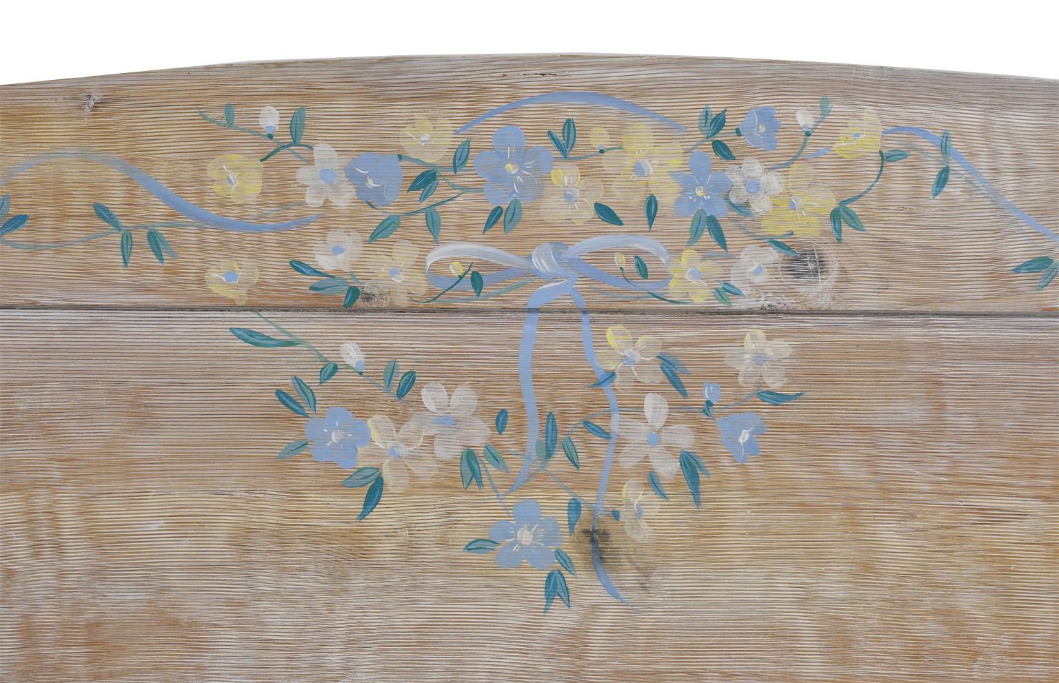 Child's Bed with Blue & Yellow Flowers over White Background, Europe, circa 1920 2