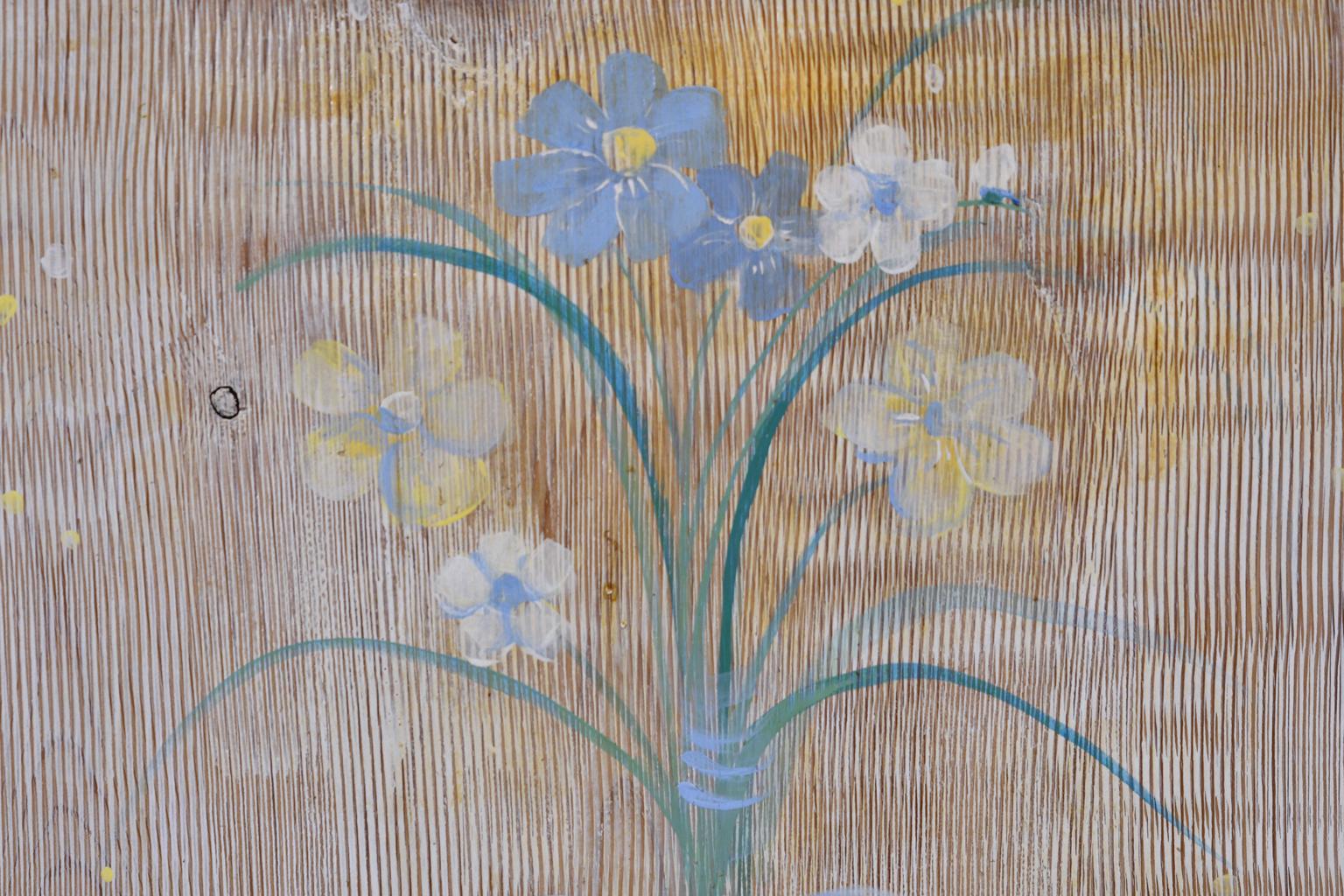 Child's Bed with Blue & Yellow Flowers over White Background, Europe, circa 1920 3