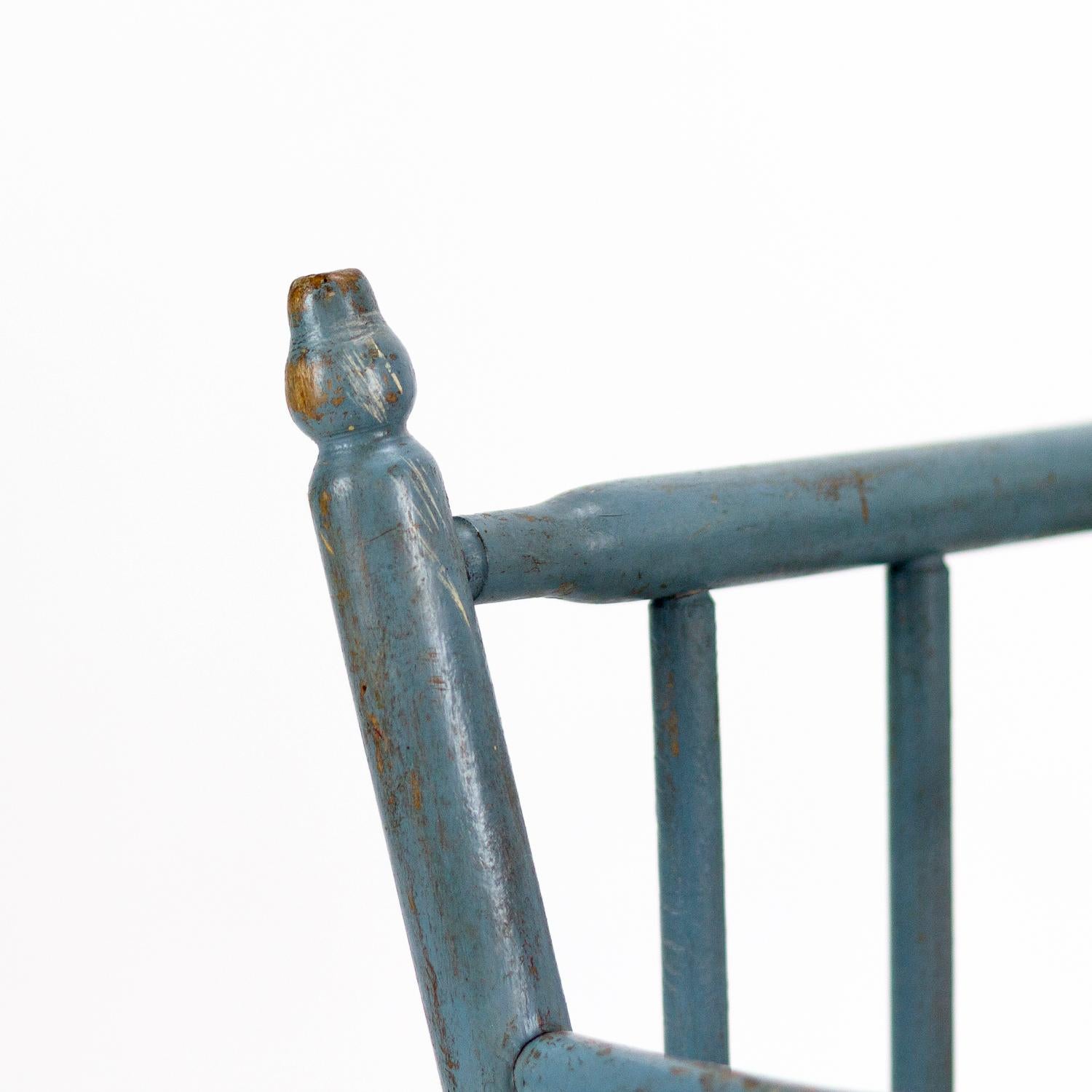 Child’s Blue Painted Pine Chair, Denmark, circa 1900 For Sale 3