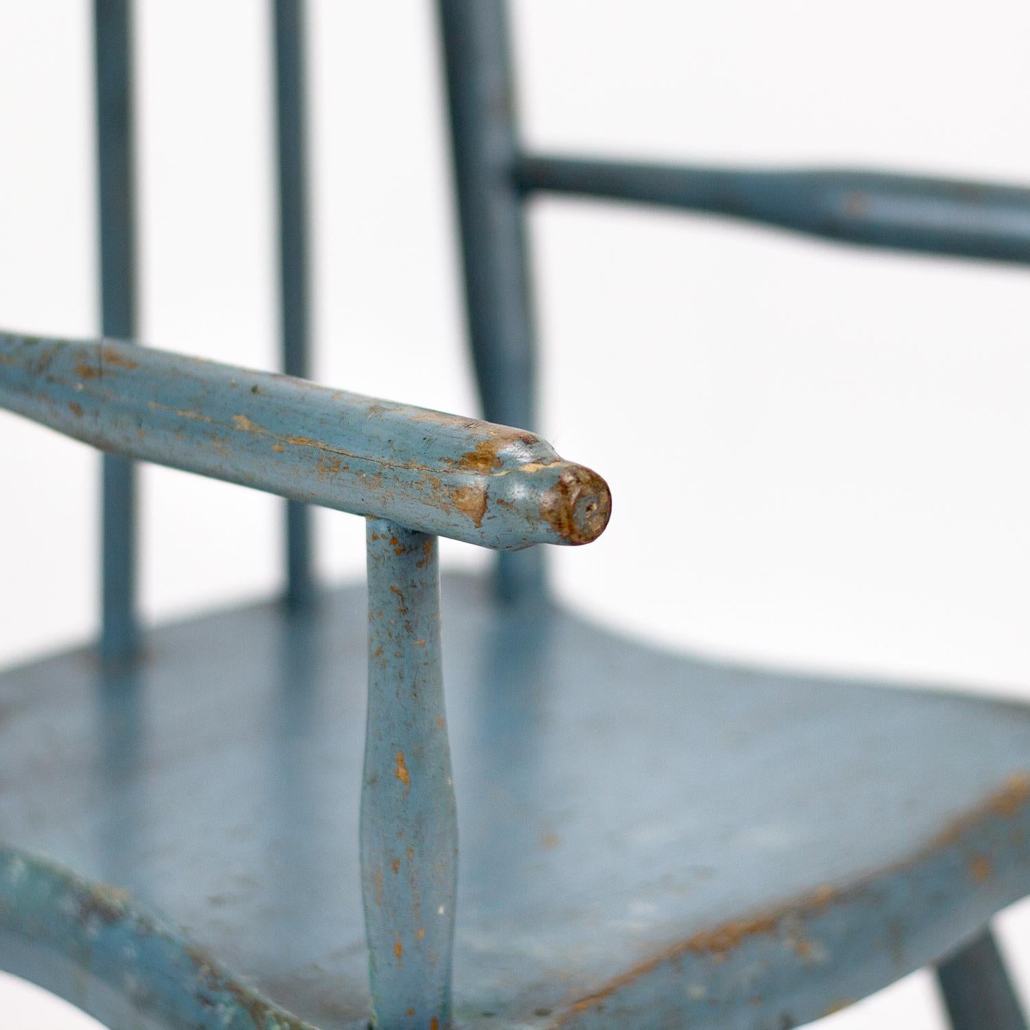 Child’s Blue Painted Pine Chair, Denmark, circa 1900 For Sale 4