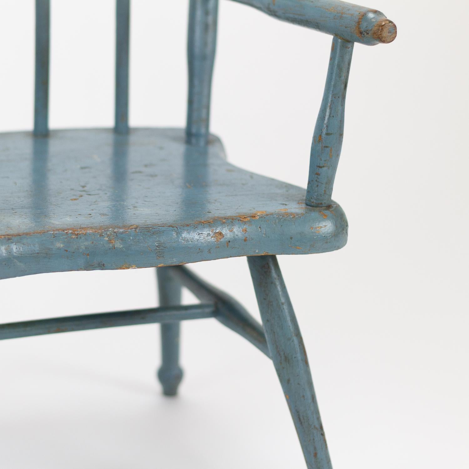 Child’s Blue Painted Pine Chair, Denmark, circa 1900 For Sale 5