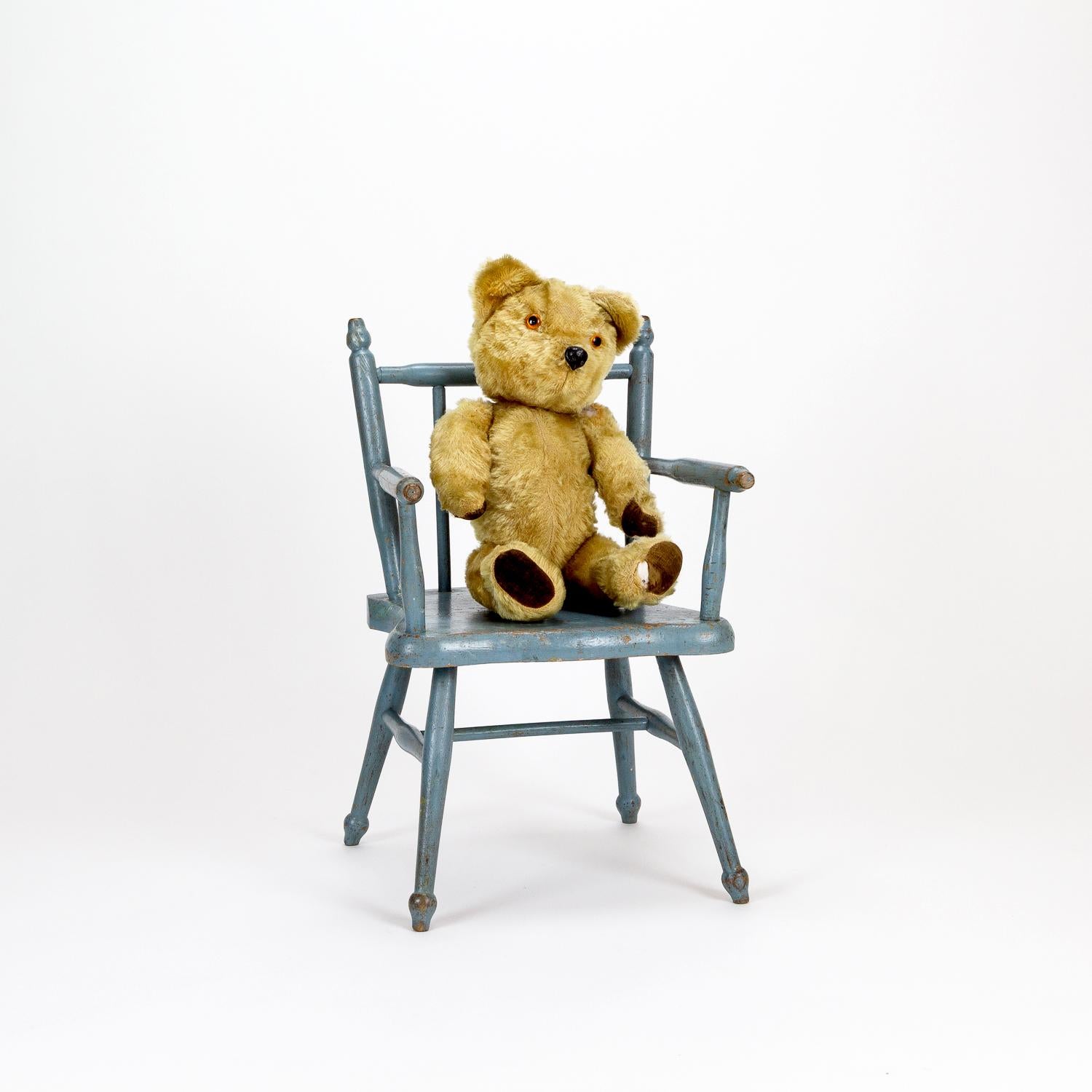 Danish Child’s Blue Painted Pine Chair, Denmark, circa 1900 For Sale