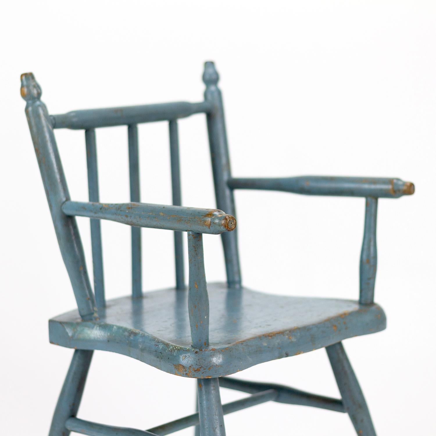 Hand-Crafted Child�’s Blue Painted Pine Chair, Denmark, circa 1900 For Sale