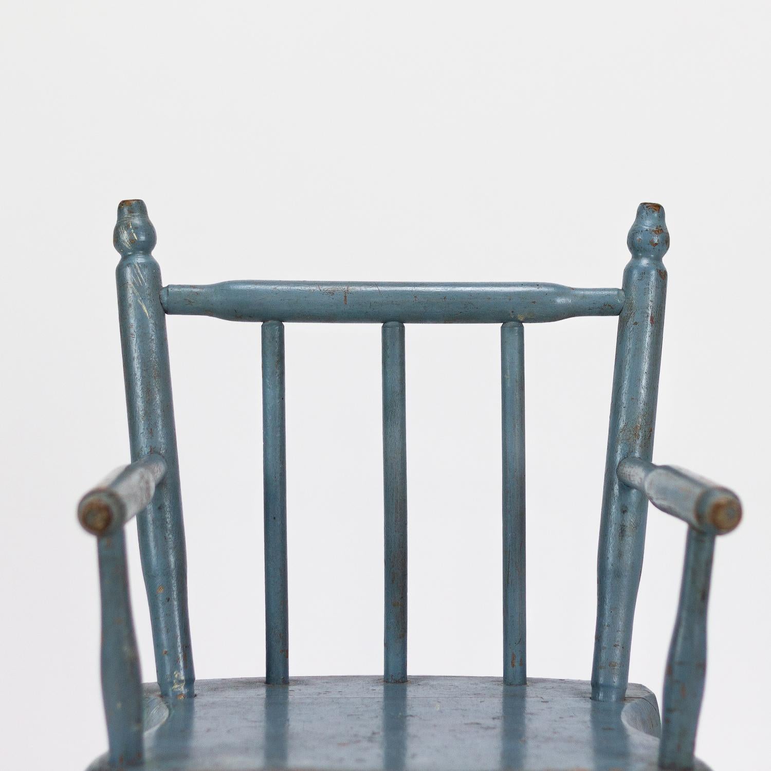 Child’s Blue Painted Pine Chair, Denmark, circa 1900 For Sale 2
