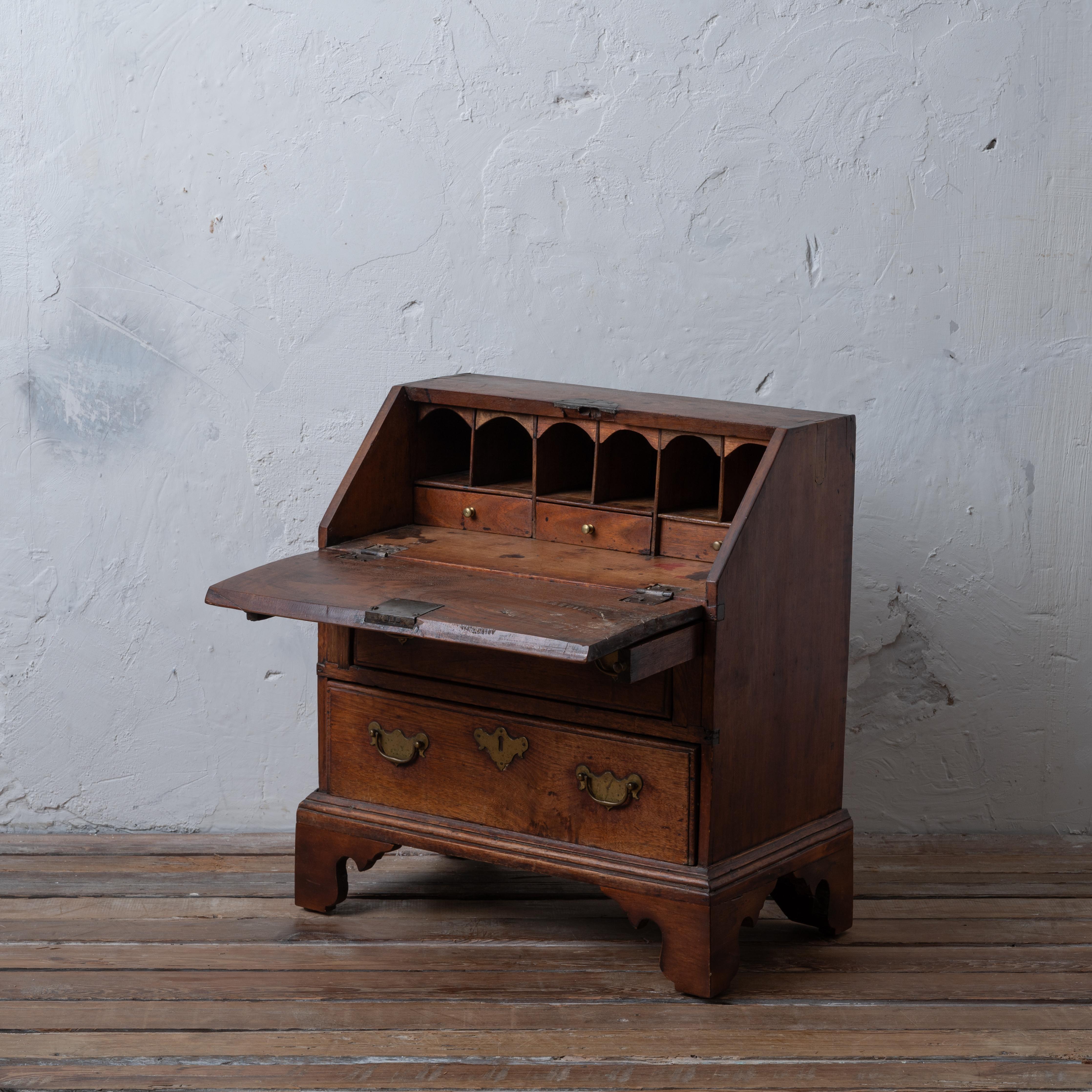 18th Century and Earlier Child’s Chestnut Slant Front Desk, New England, 18th Century For Sale