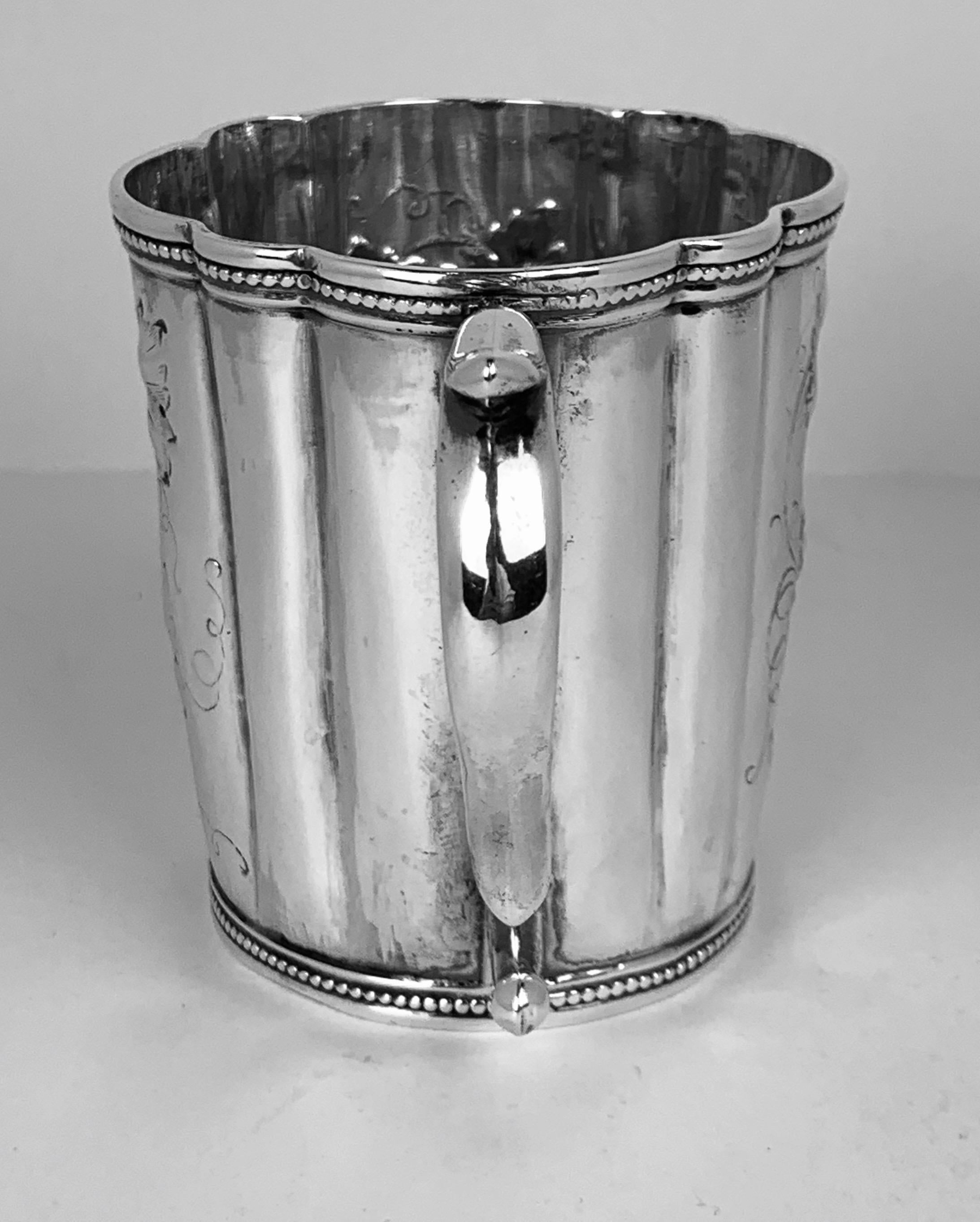 American Classical  Hand Crafted Repousséd Child's Cup by Tift & Whiting in Coin Silver