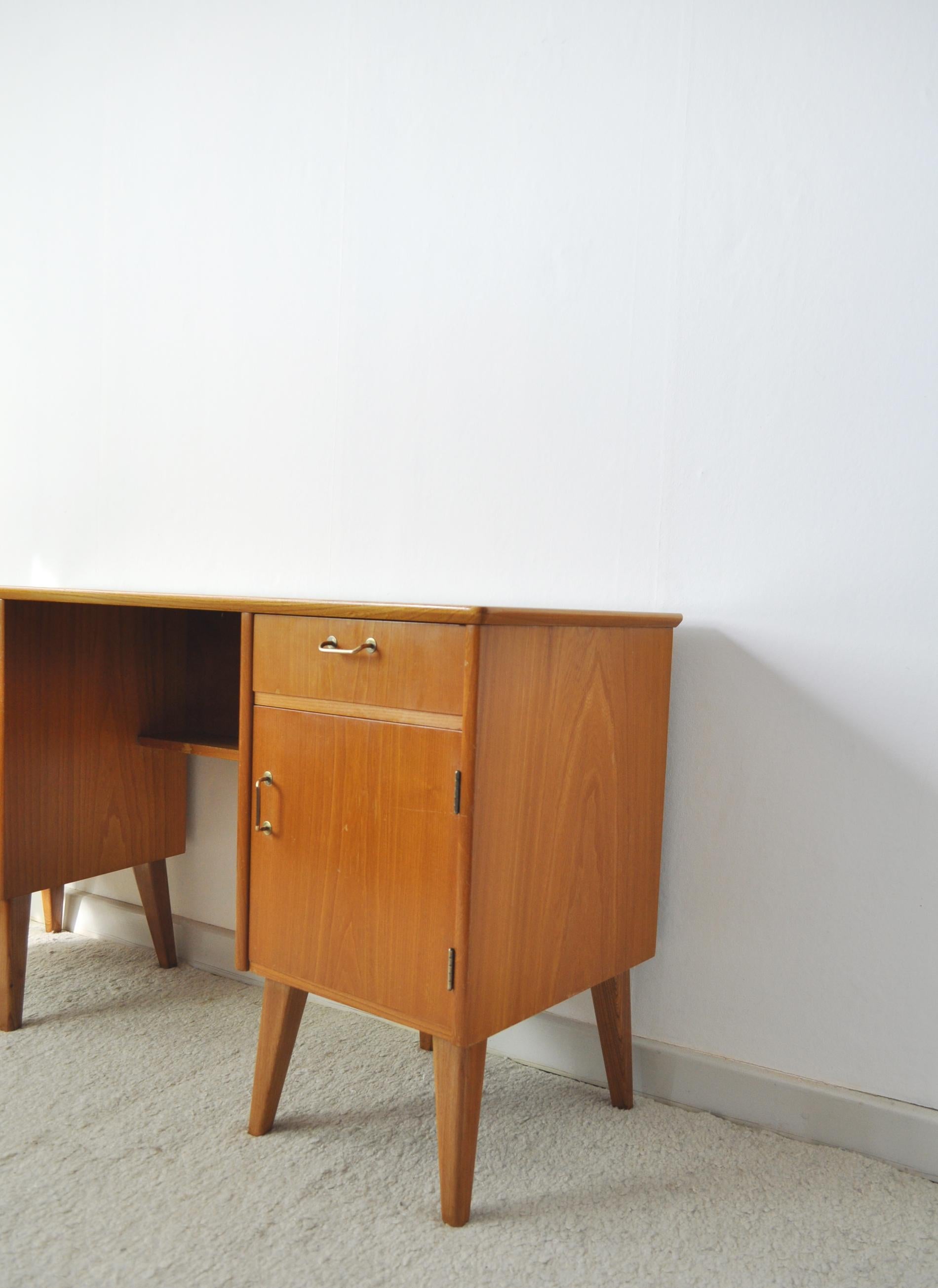 Scandinavian Modern Childs Executive Desk in Ash with Bowed Top, 1950s