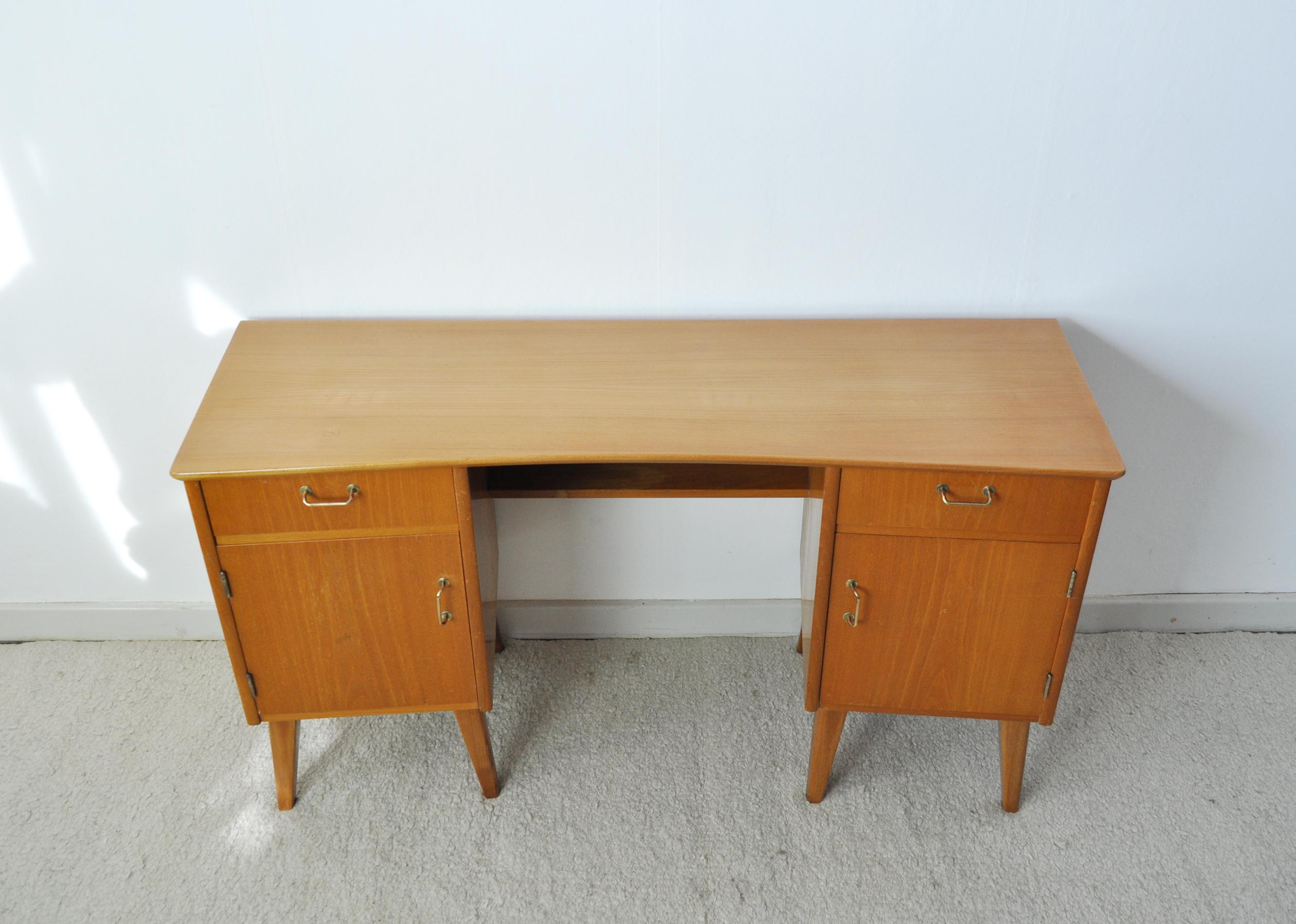 Danish Childs Executive Desk in Ash with Bowed Top, 1950s