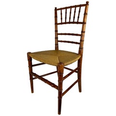 French Faux Bamboo Child"s Side Chair with Rush Seat