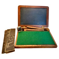 Child's Learning Desk Chalk Board, Accessories "Writing School Slate Desk" C1875