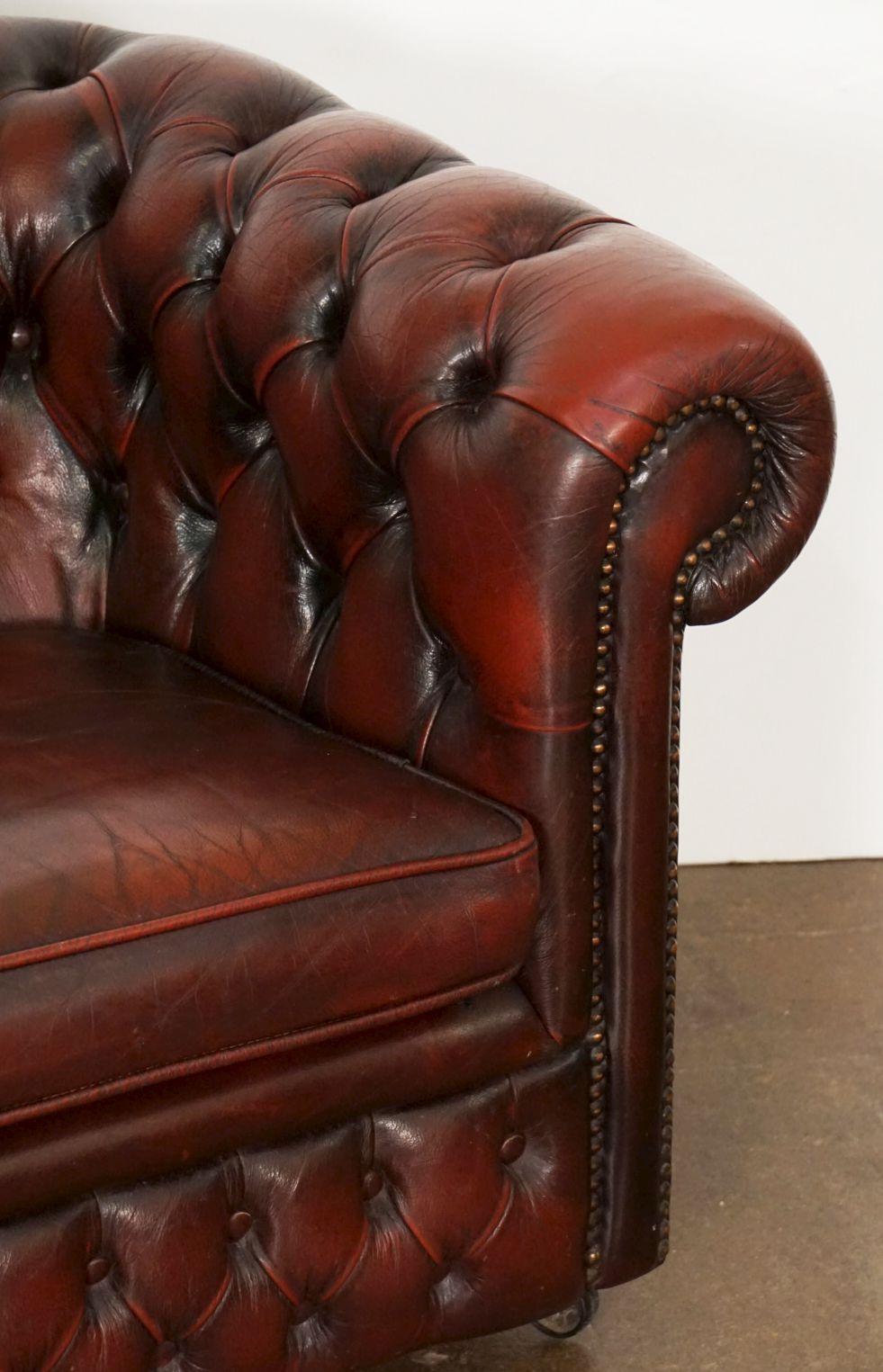 Child's Leather Chesterfield Club Chair from England In Good Condition For Sale In Austin, TX