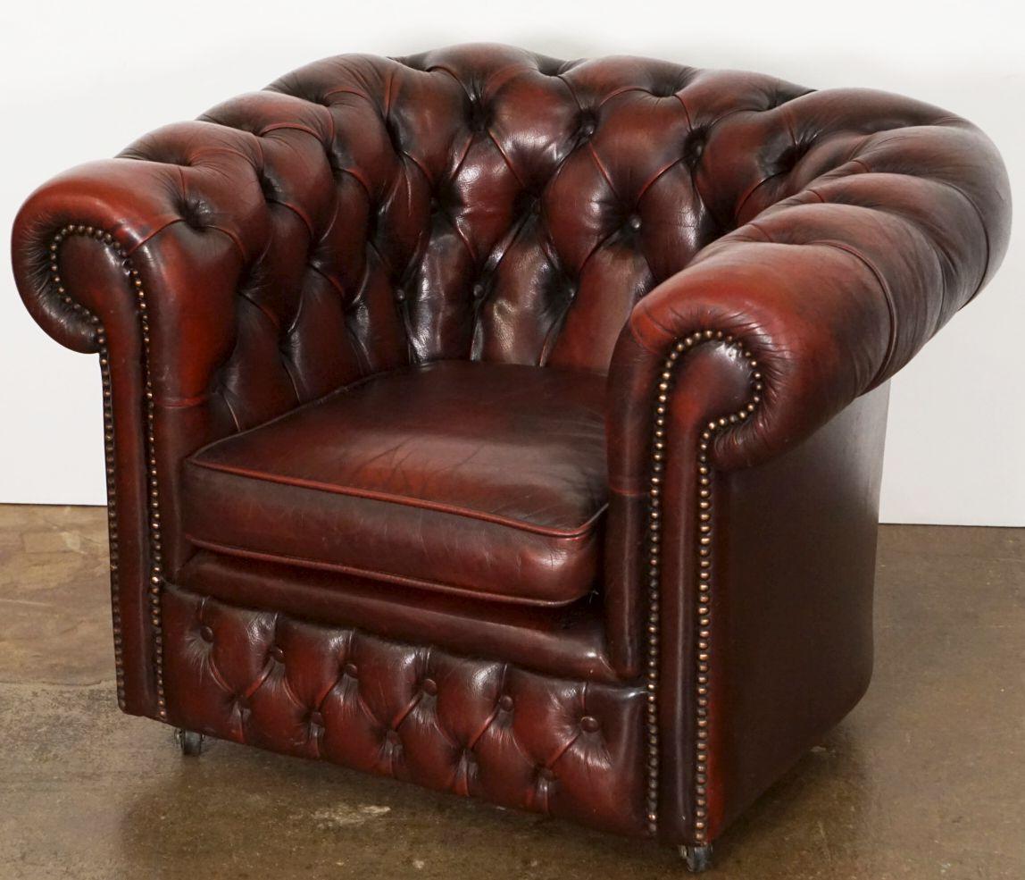 20th Century Child's Leather Chesterfield Club Chair from England For Sale