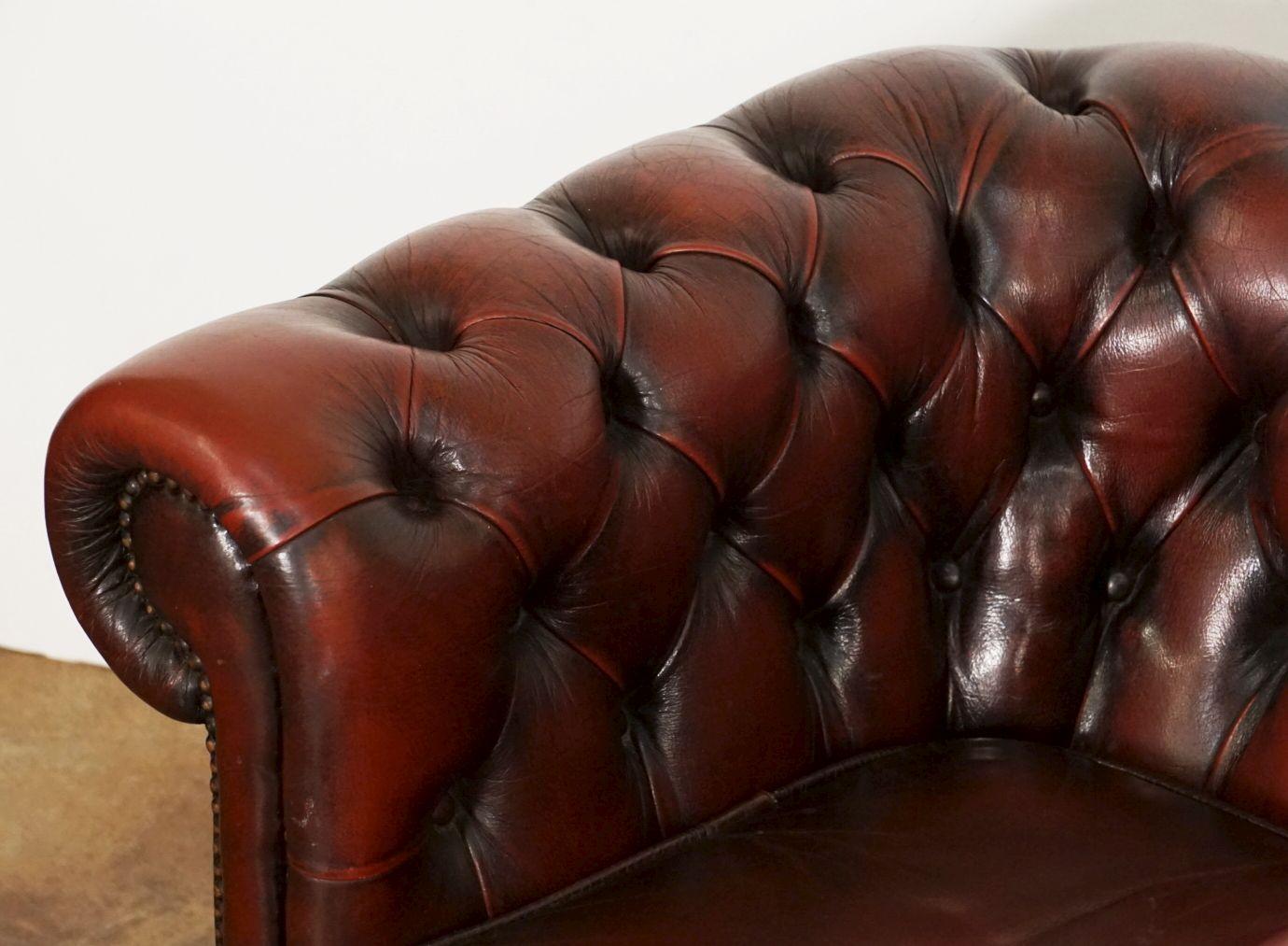 Metal Child's Leather Chesterfield Club Chair from England For Sale