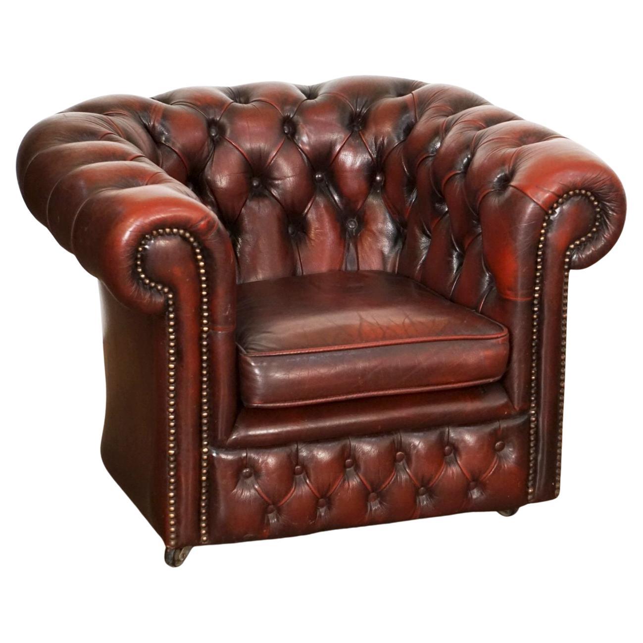 Child's Leather Chesterfield Club Chair from England For Sale