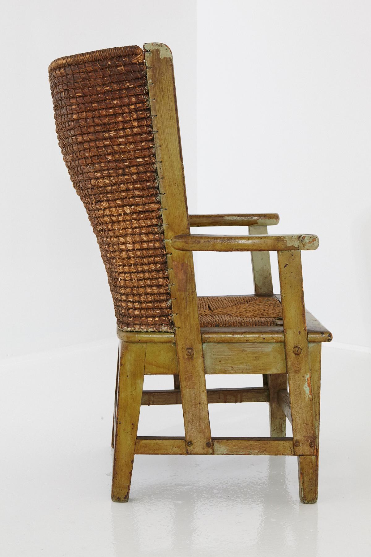 Child's Orkney Chair with Hand Woven Straw Back, Scotland, 19th Century For Sale 3