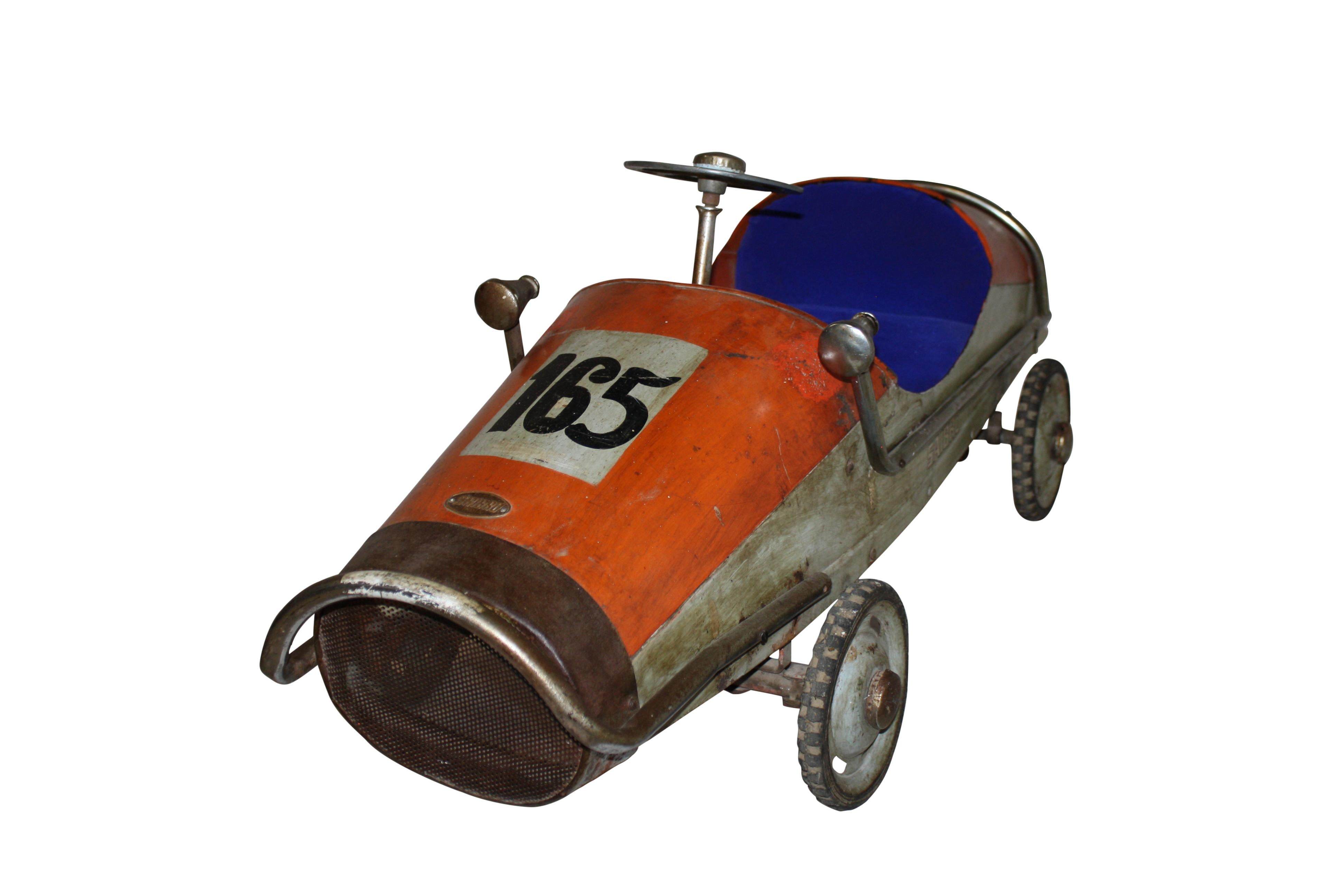 Metal Child's Pedal Race Car by Saibro, circa 1950 For Sale