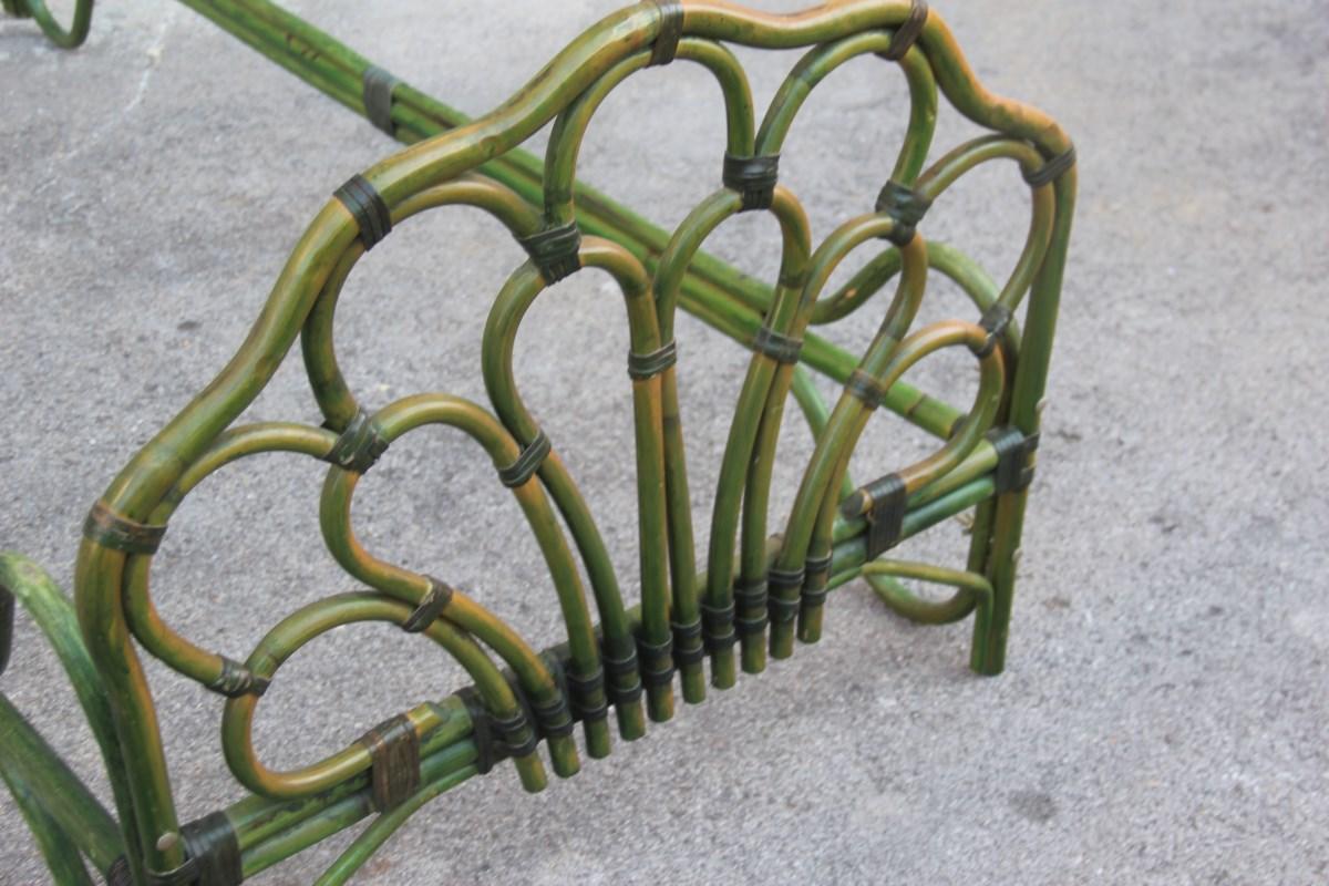 Child's Single Bamboo Curved Bed Green Italian Design, 1970s For Sale 8