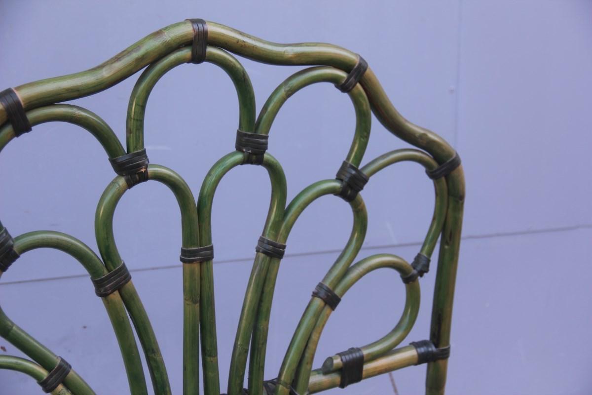 Lit simple en bambou pour enfant, design italien vert, années 1970.