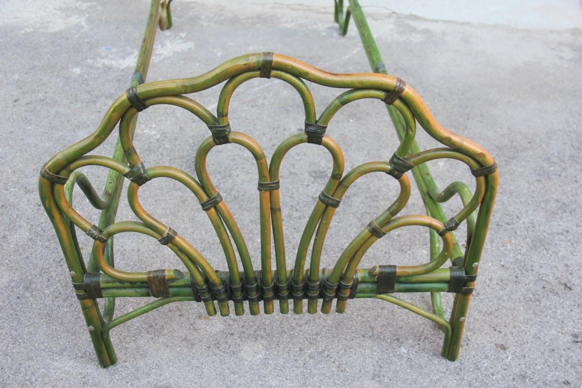 Child's Single Bamboo Curved Bed Green Italian Design, 1970s For Sale 3