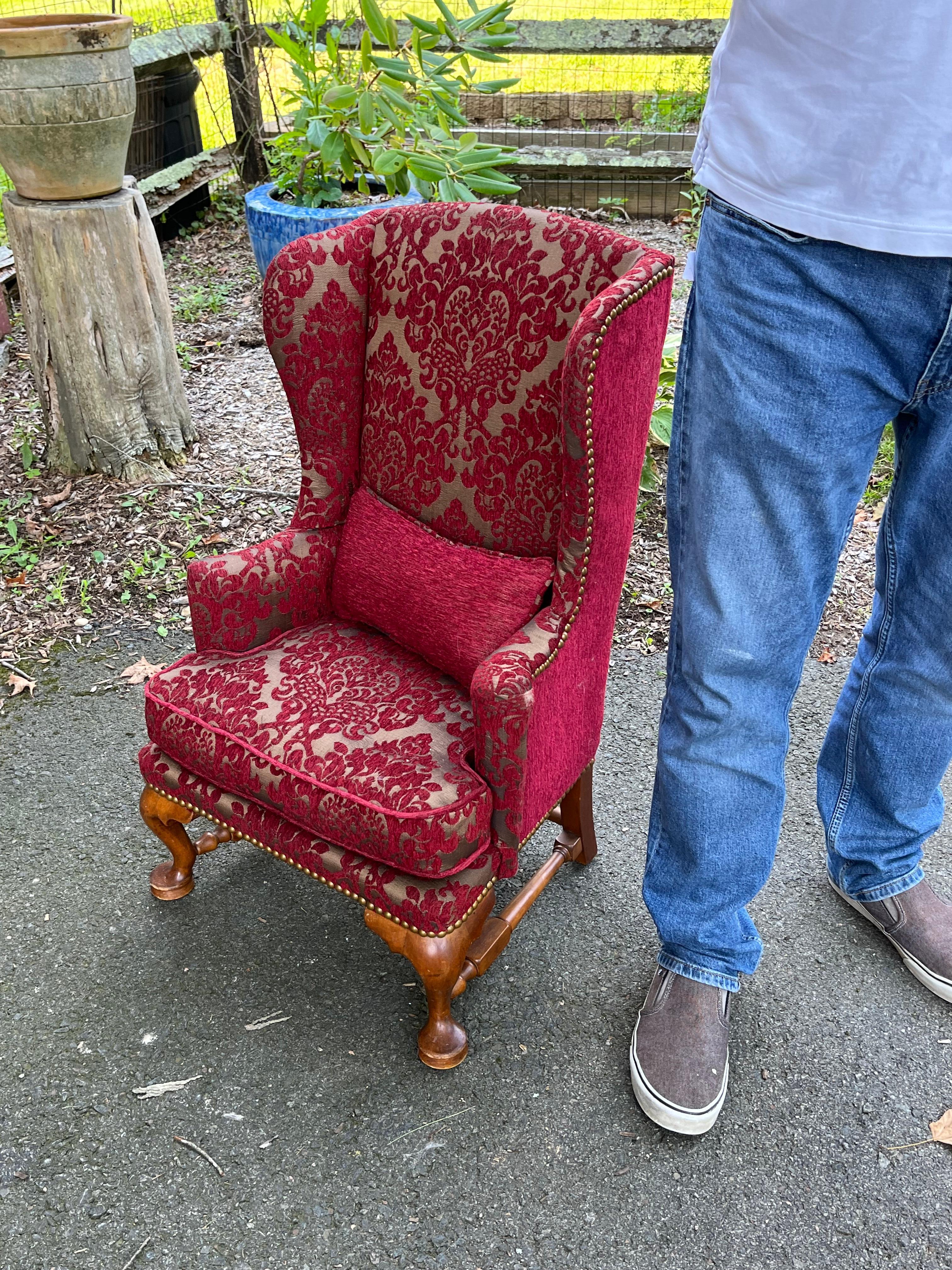 20th Century Child’s Size Queen Anne Wing Chair, C. 1900 For Sale