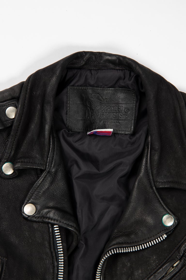Child's Vintage 1980's Black Leather Motorcycle Jacket Size 8 For Sale 1