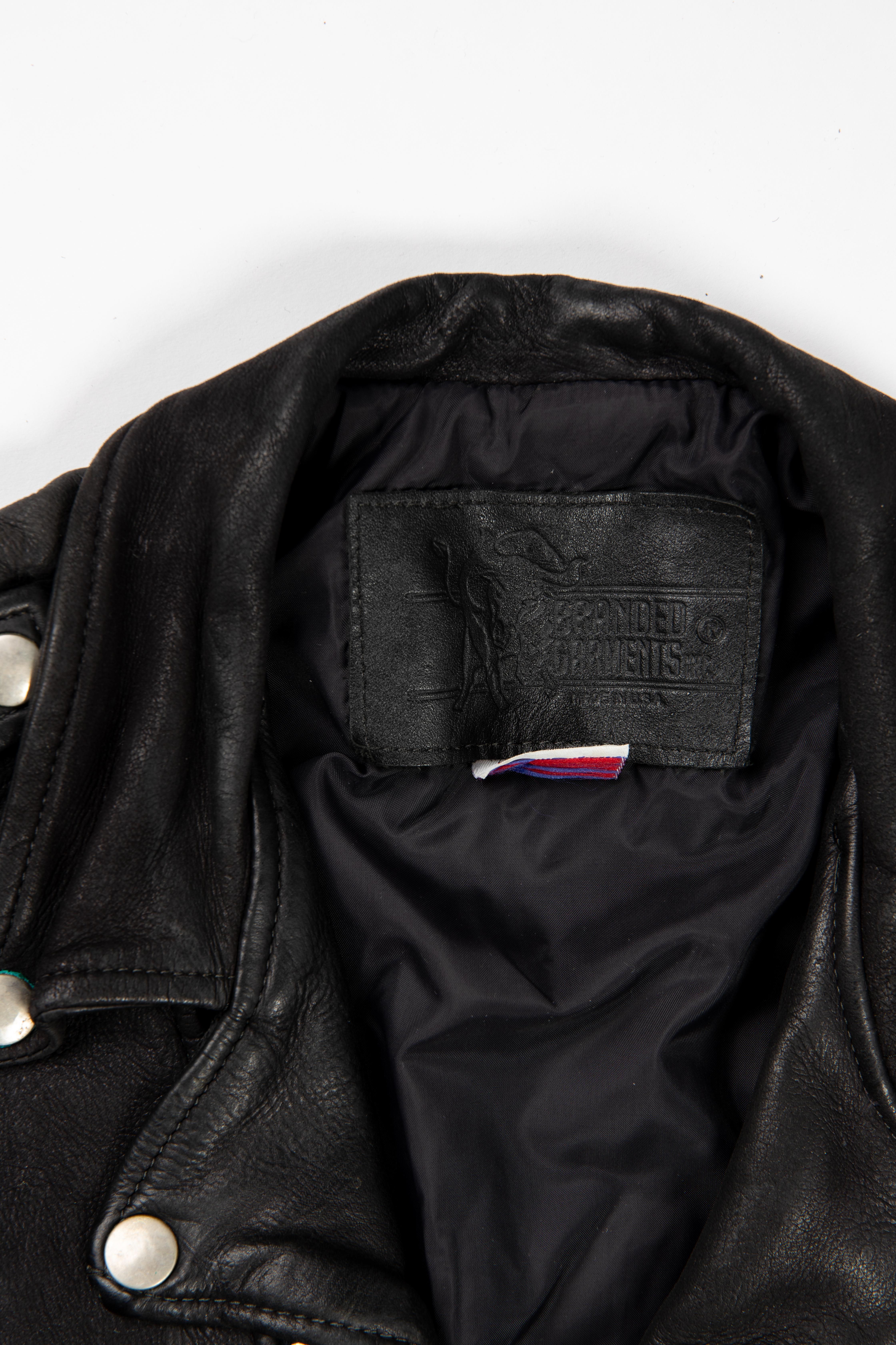 Child's Vintage 1980's Black Leather Motorcycle Jacket Size 8 en vente 1