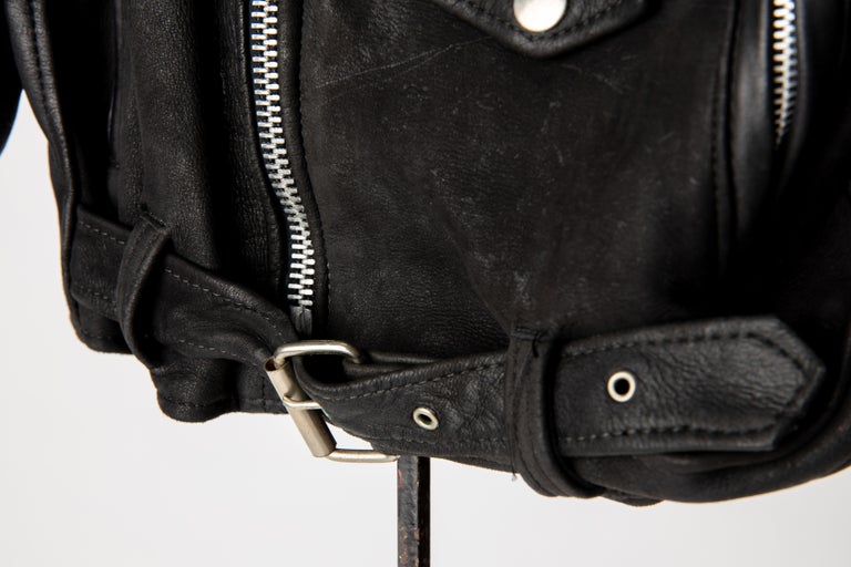 Child's Vintage 1980's Black Leather Motorcycle Jacket Size 8 For Sale 4