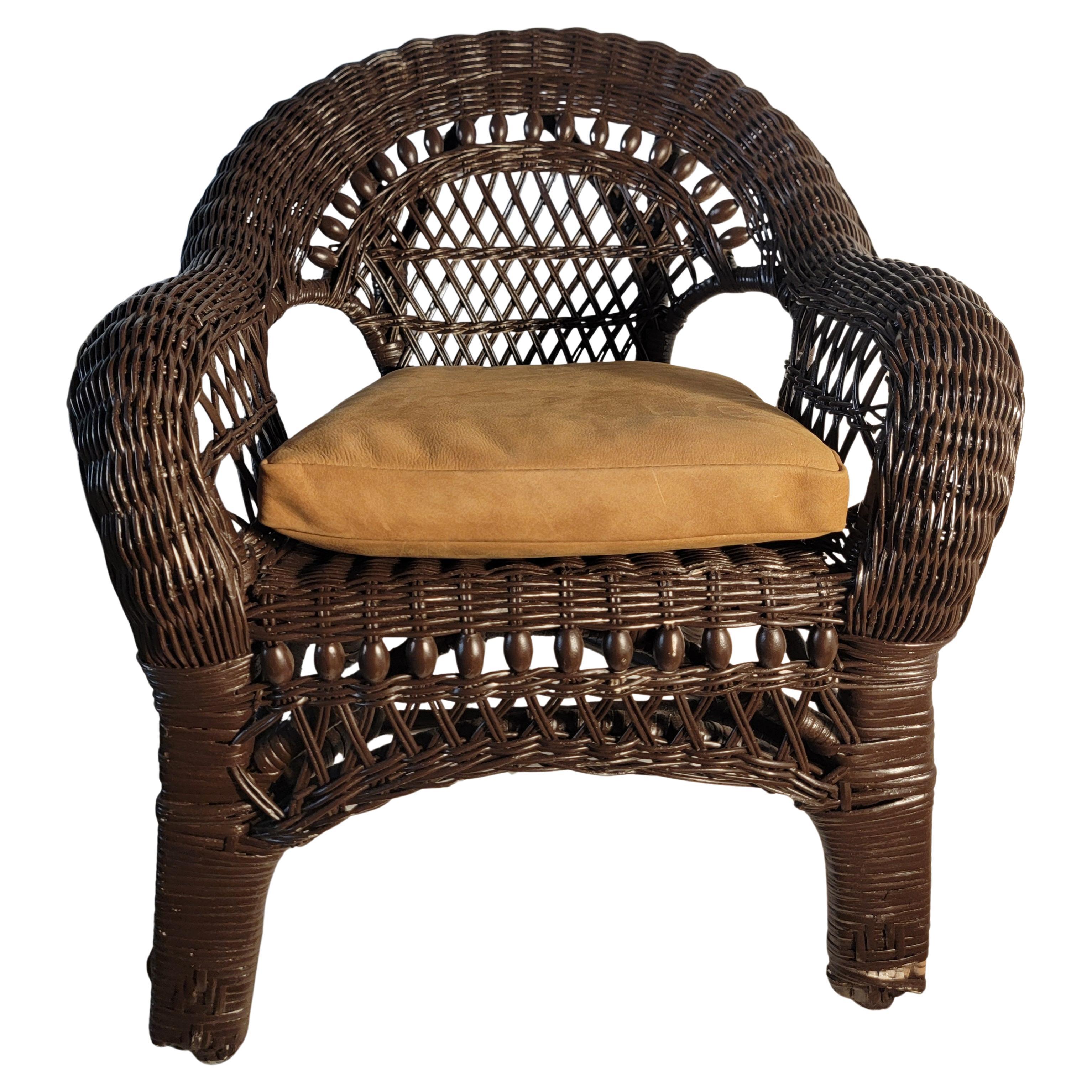 Childs Wicker Chair W/  Leder-Kissen