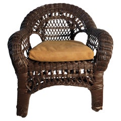 Childs Wicker Chair W/  Leder-Kissen