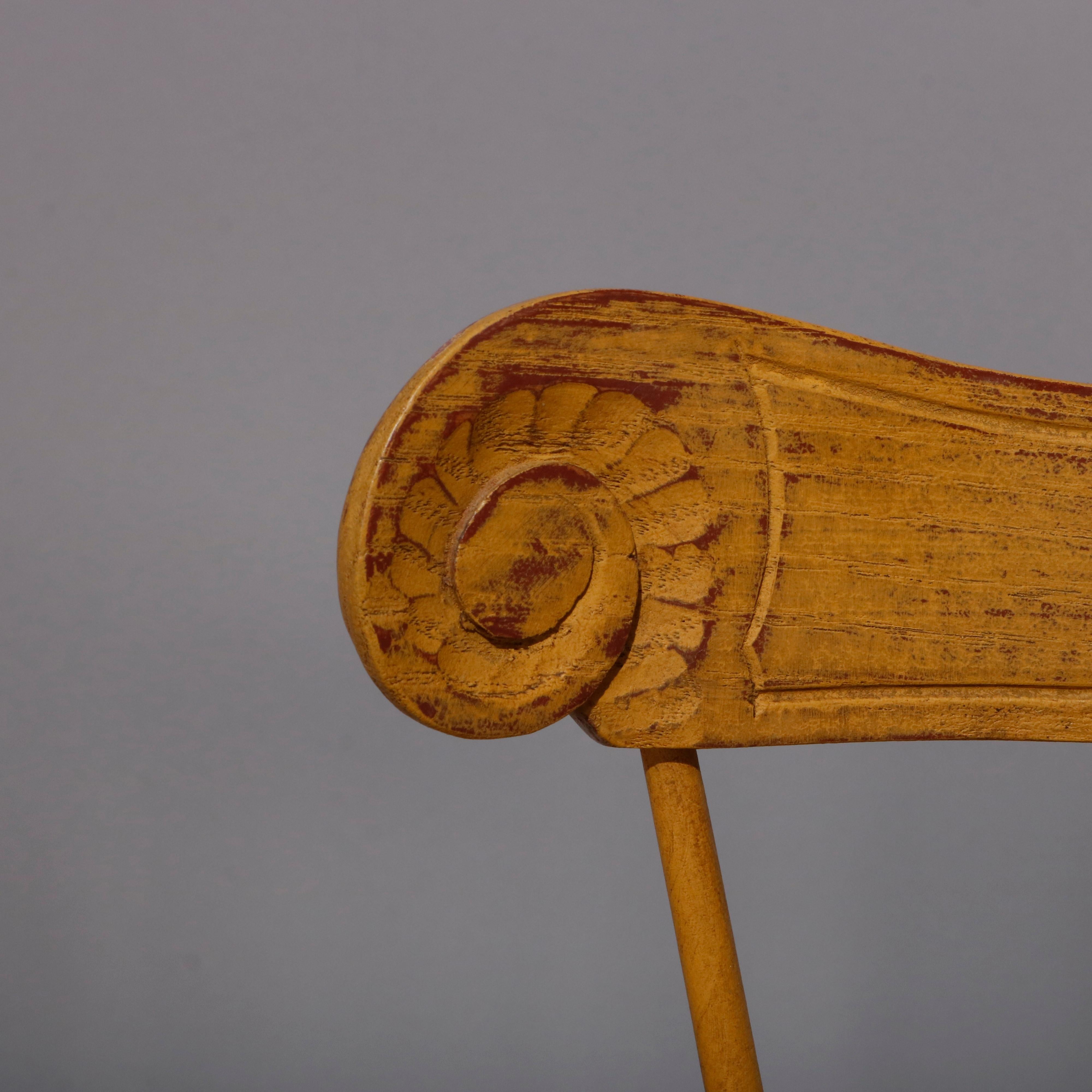 American Child's Yellow Painted Writing Arm Windsor Chair, 20th Century