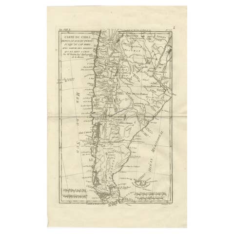 Chile from Peru to Cape Horn – Enlightenment Map by Rigobert Bonne, c.1780