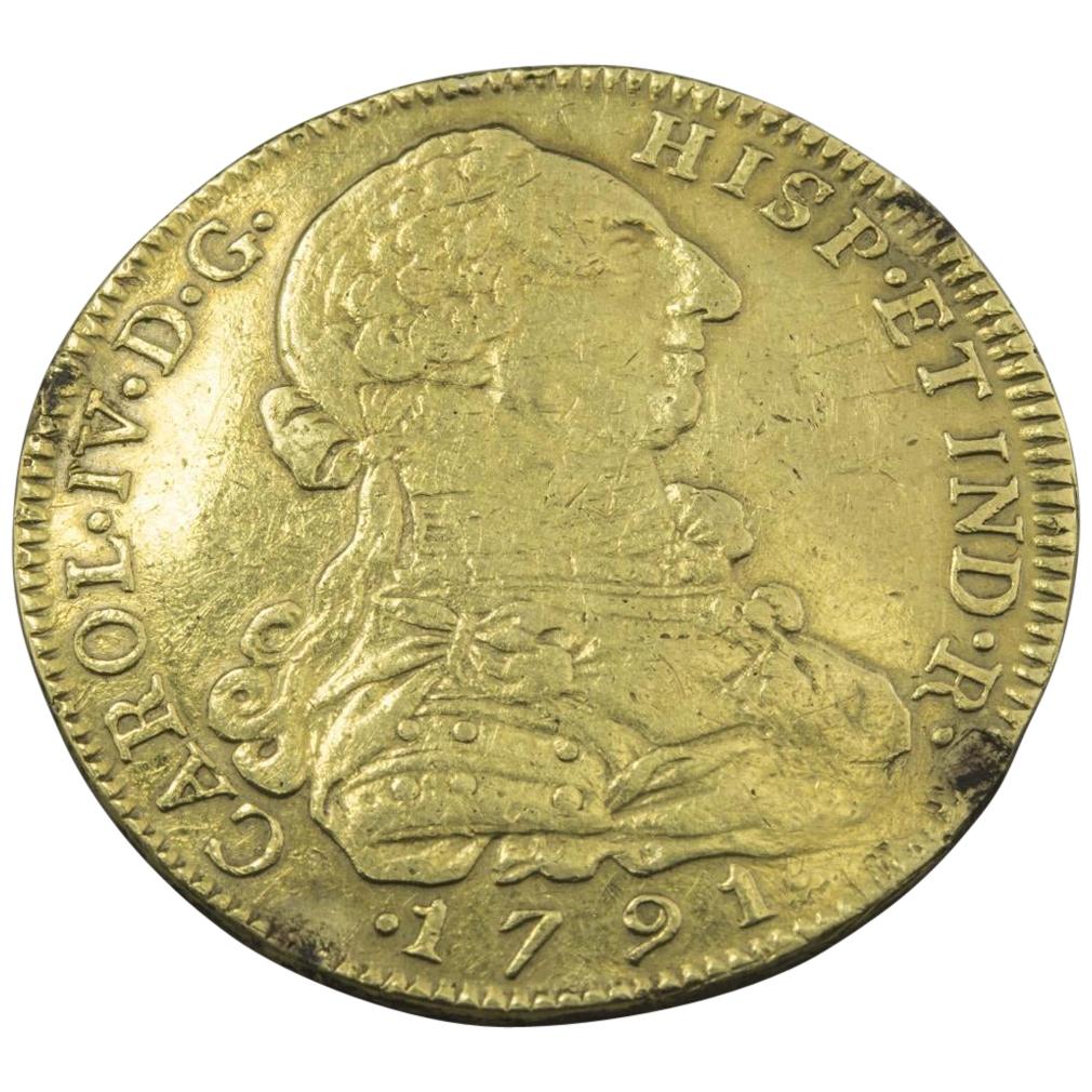 Chilean 1791 Eight Escudos Gold Coin For Sale