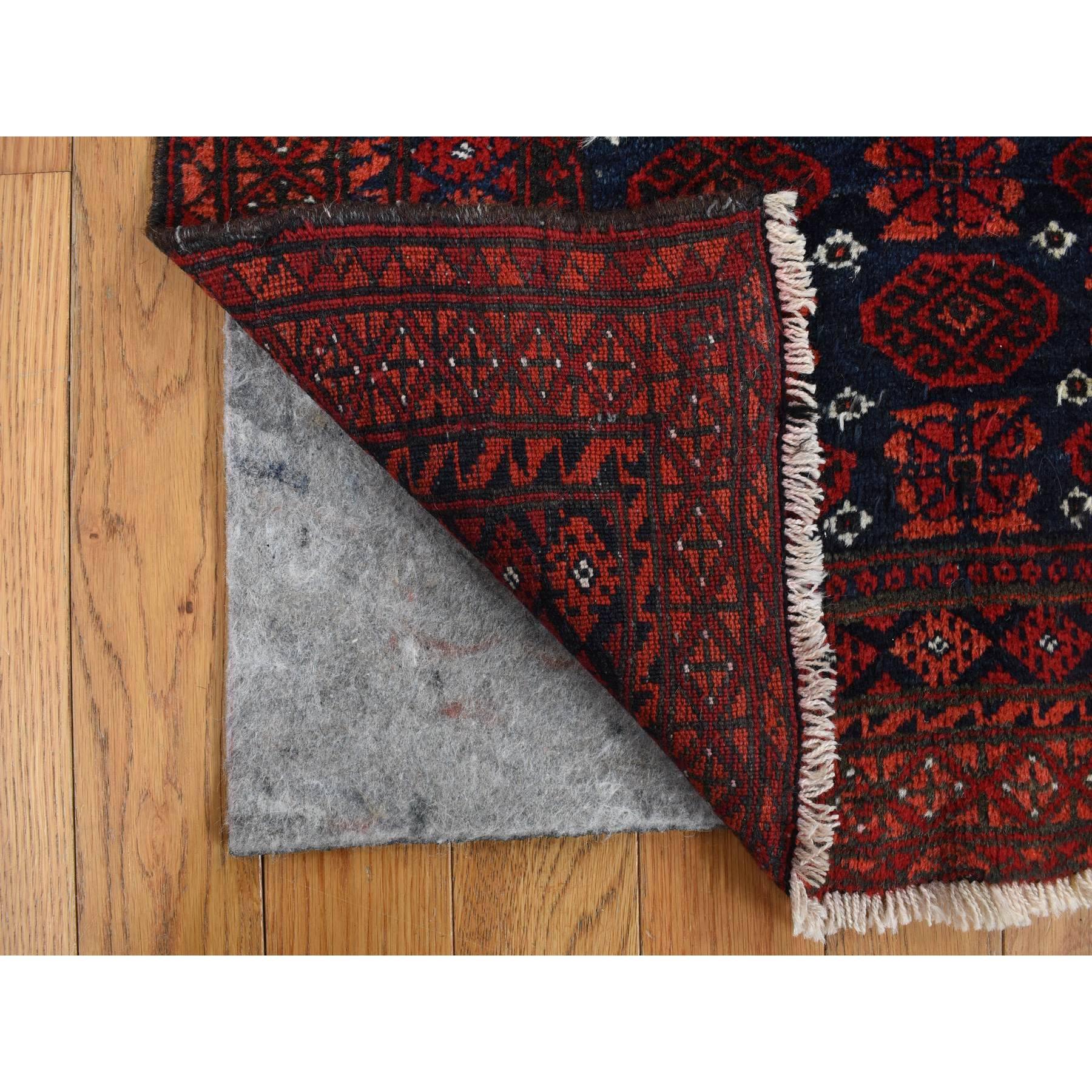 Medieval Chili Red Antique Persian Baluch Prayer Design Pure Wool Hand Knotted Clean Rug For Sale