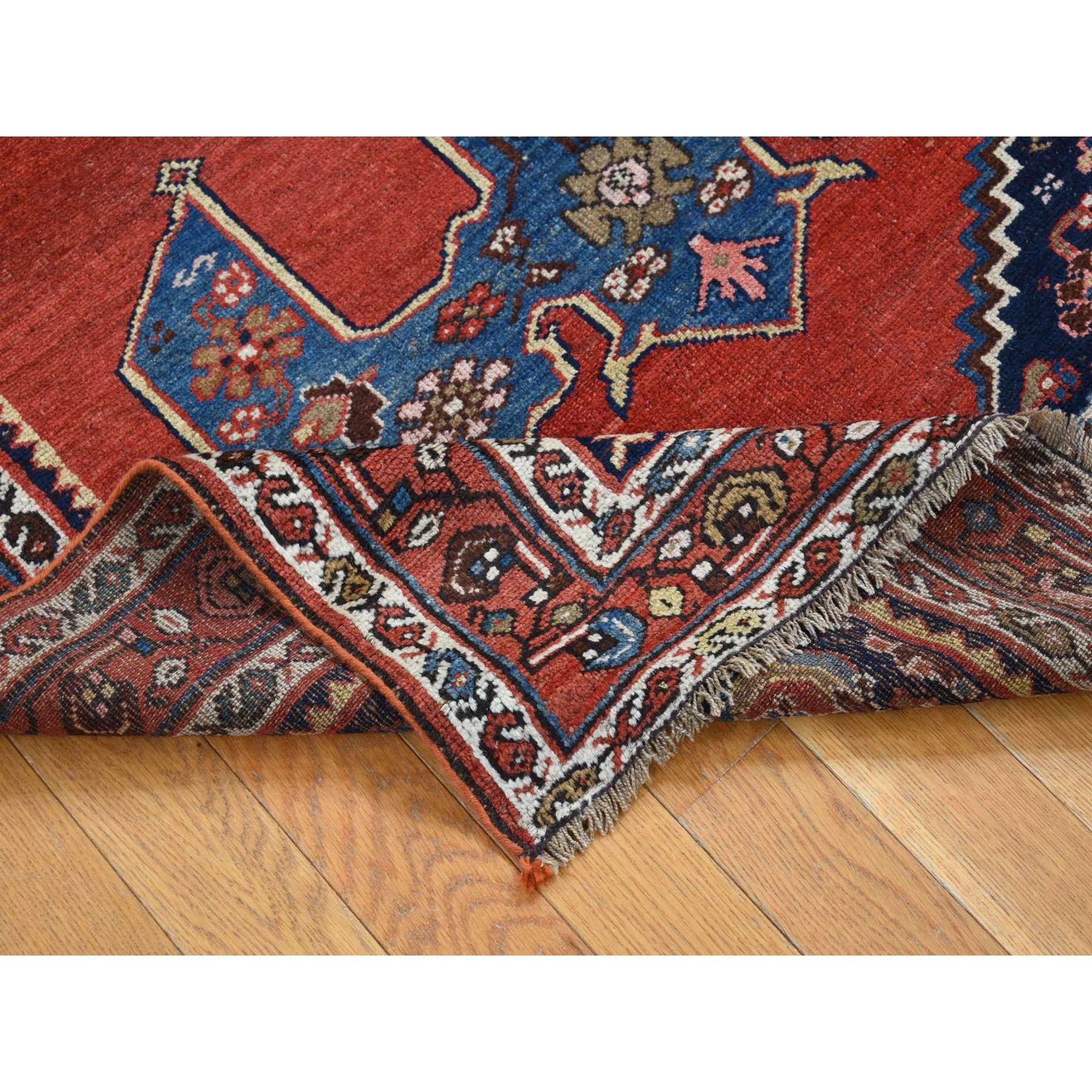 Medieval Chili Red Antique Persian Bijar Medallion Design Good Cond Hand Knotted Wool Rug