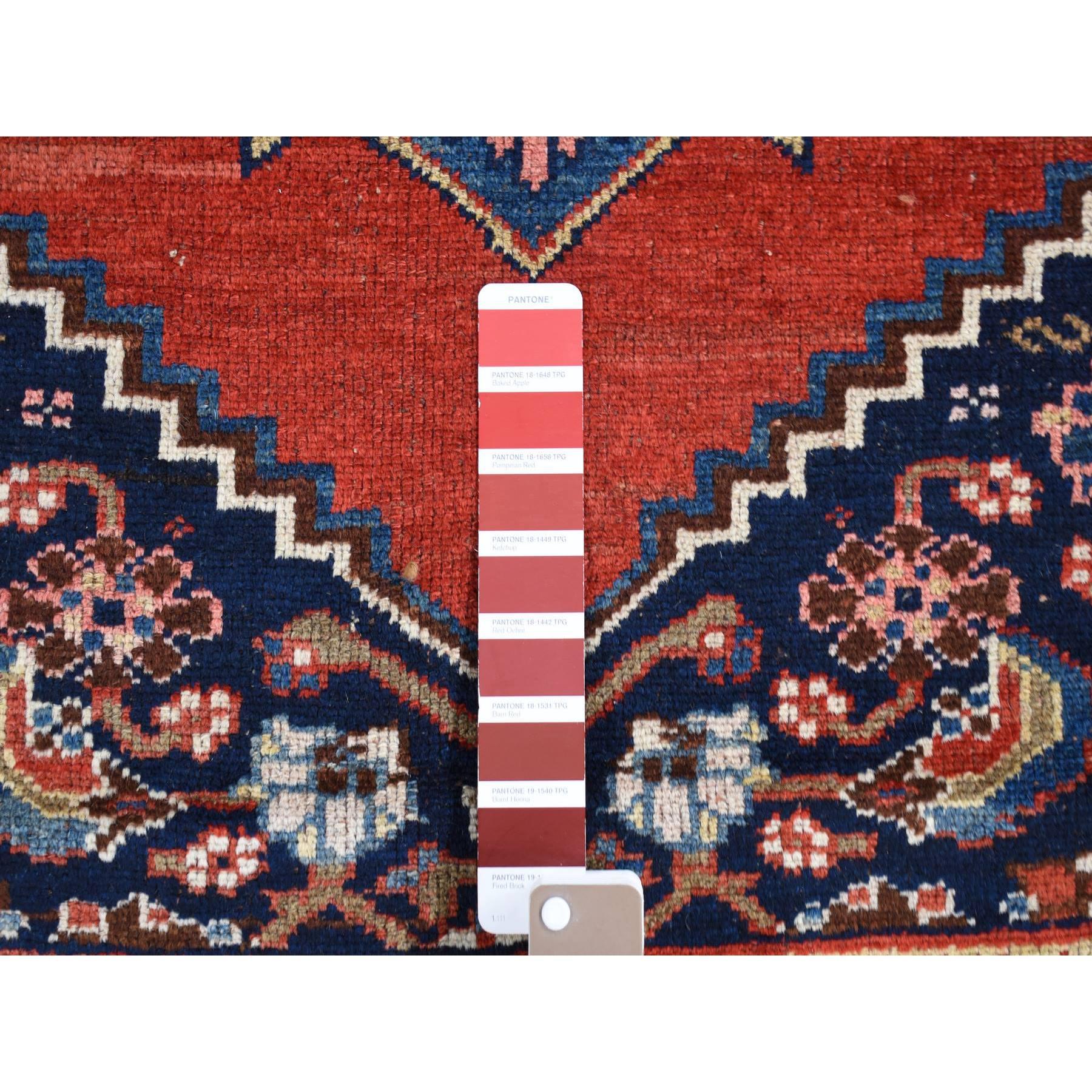 Hand-Knotted Chili Red Antique Persian Bijar Medallion Design Good Cond Hand Knotted Wool Rug
