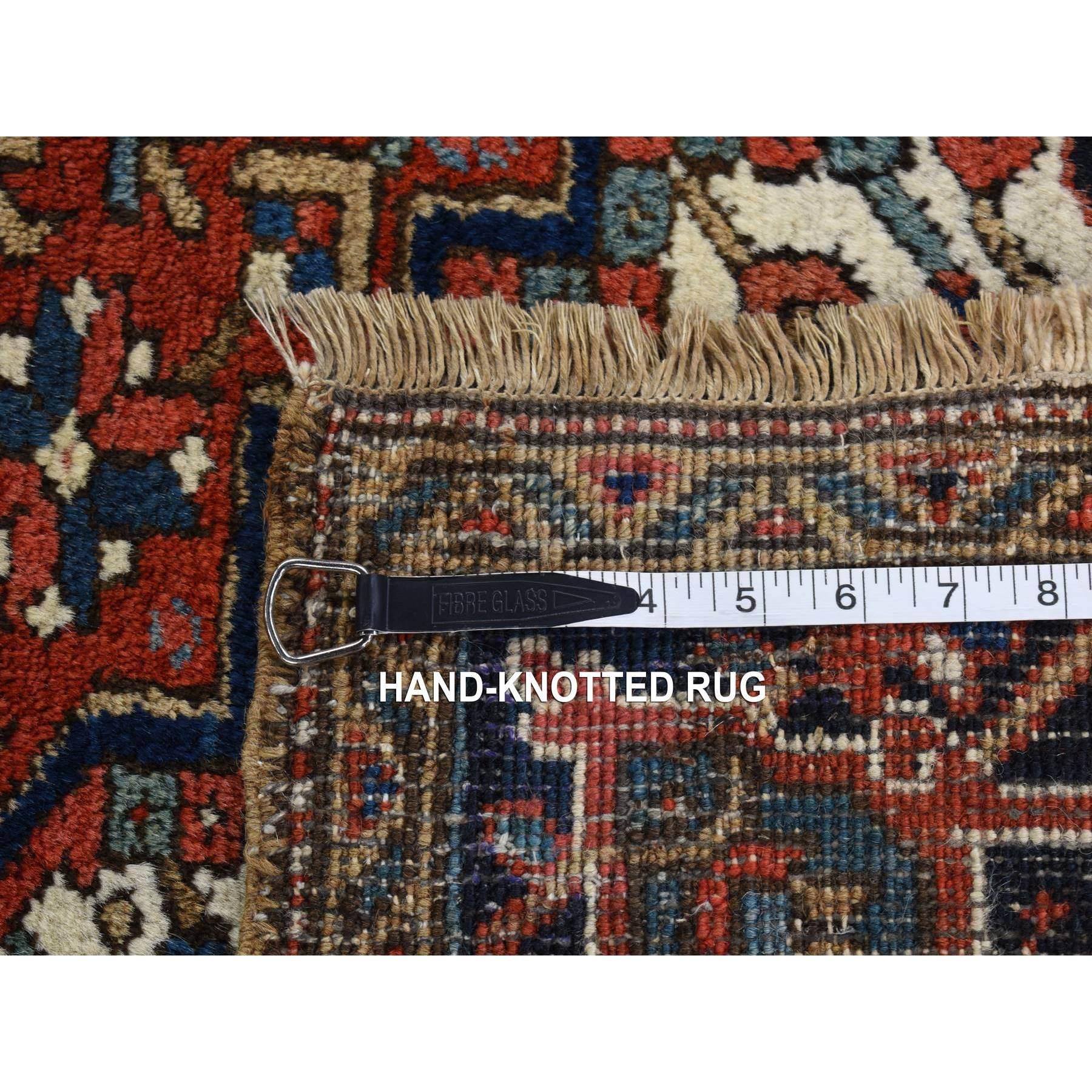 Chili Red Antique Persian Heriz Small Rare Size Hand Knotted Pure Wool Clean Rug For Sale 3