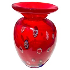 Chili Red Vase, Italian Art Glass