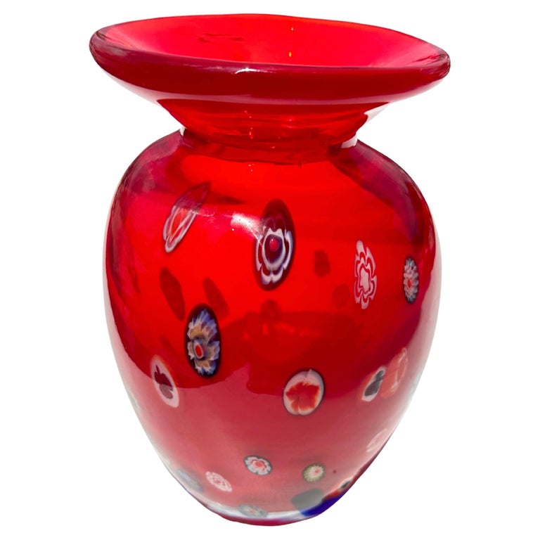 Chilli Red Vase, Italian Art Glass For Sale at 1stDibs