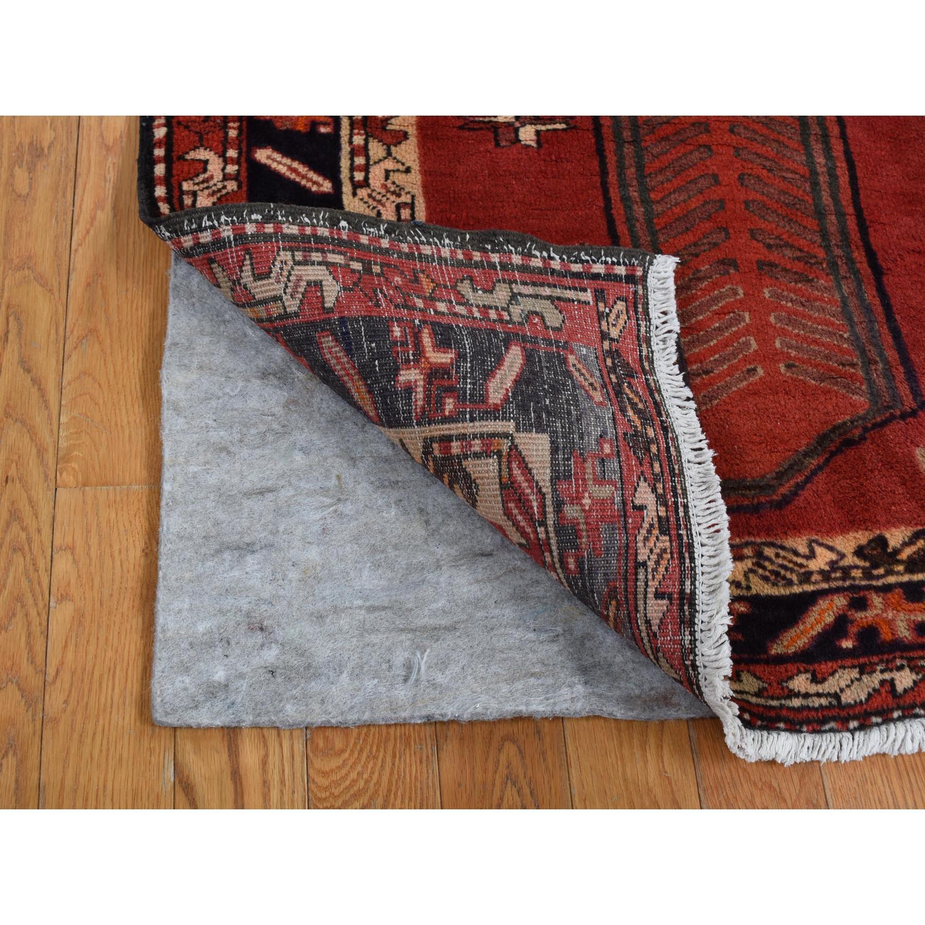 Medieval Chili Red Vintage Bohemian North West Persian Hand Knotted Pure Wool Runner Rug For Sale