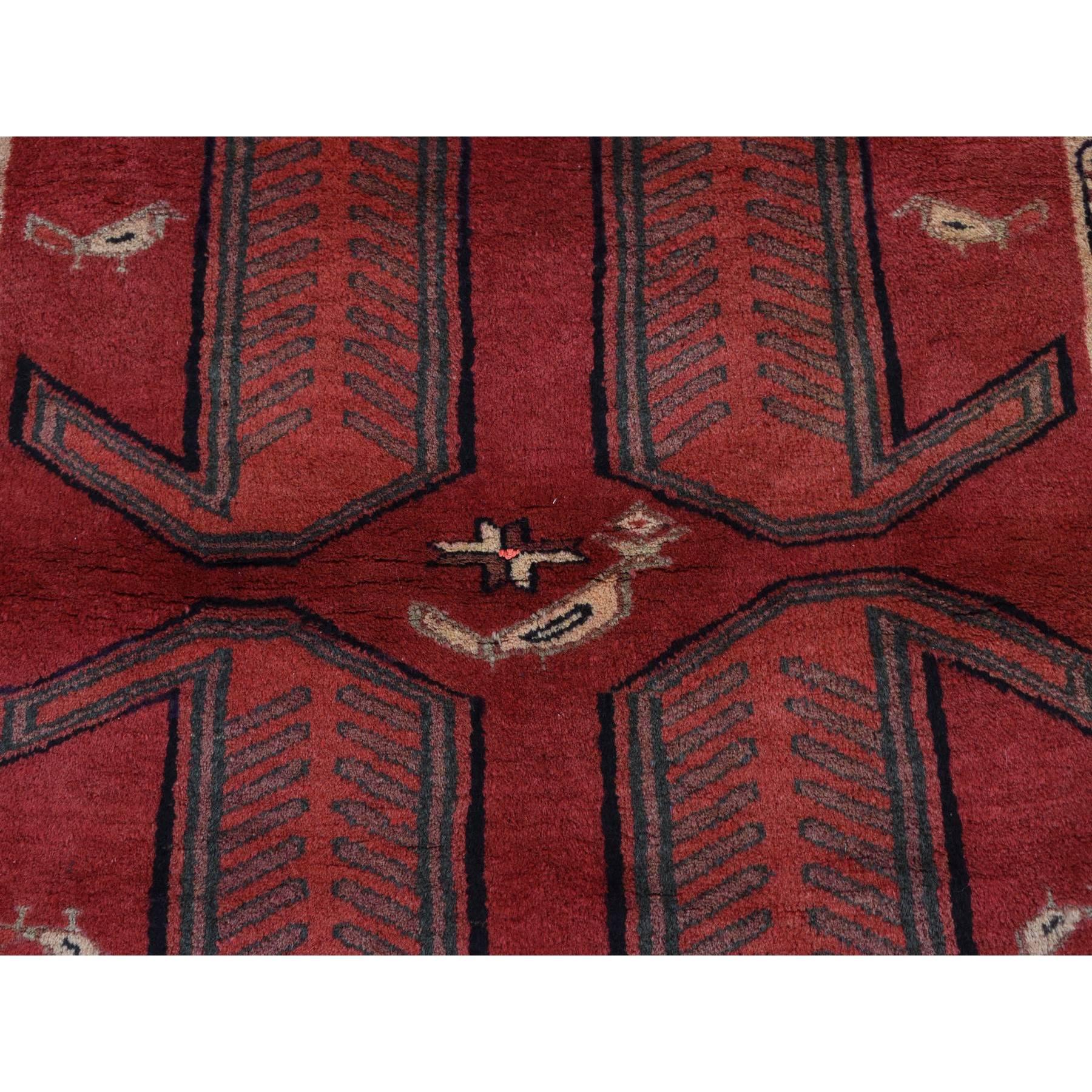 Mid-20th Century Chili Red Vintage Bohemian North West Persian Hand Knotted Pure Wool Runner Rug For Sale