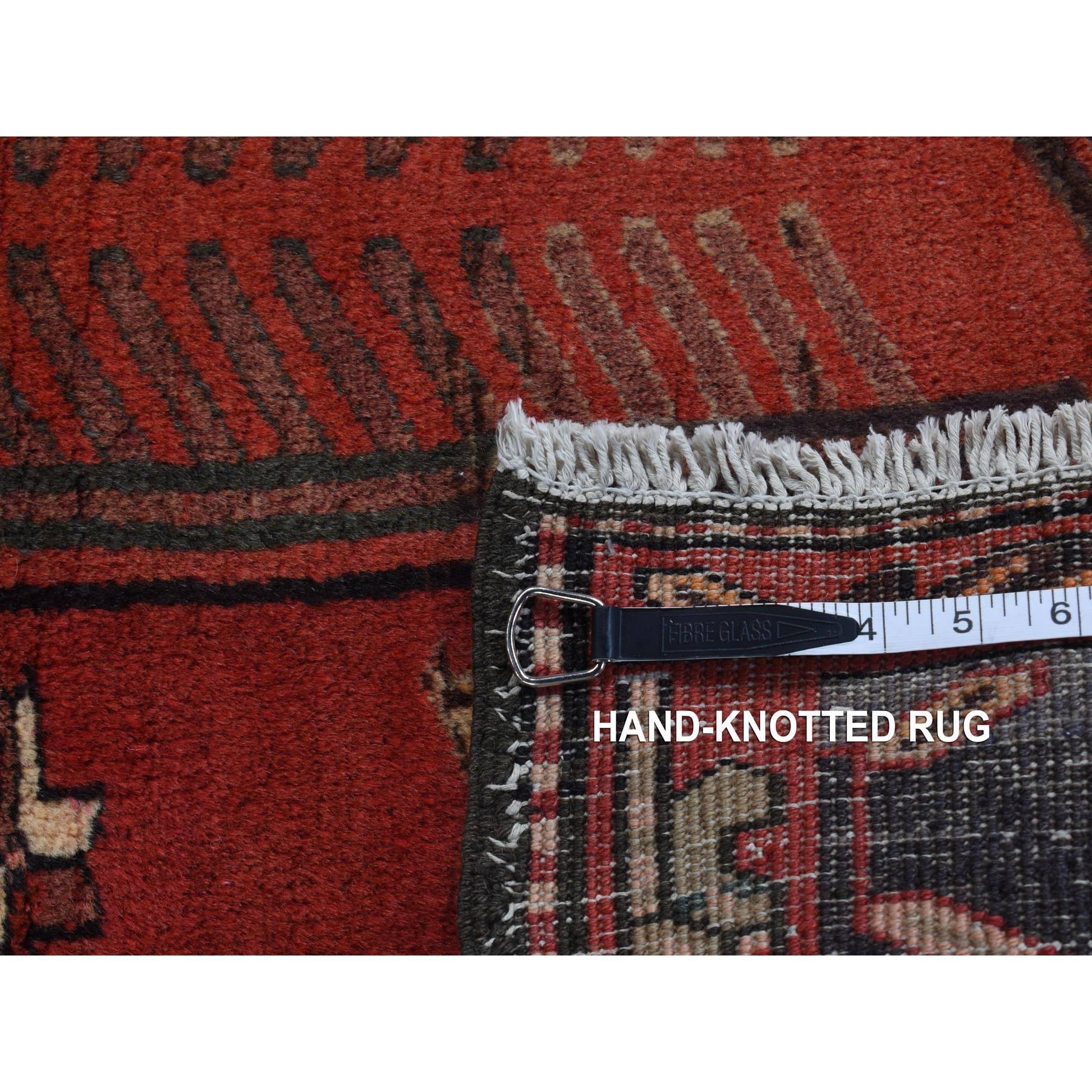 Chili Red Vintage Bohemian North West Persian Hand Knotted Pure Wool Runner Rug For Sale 3