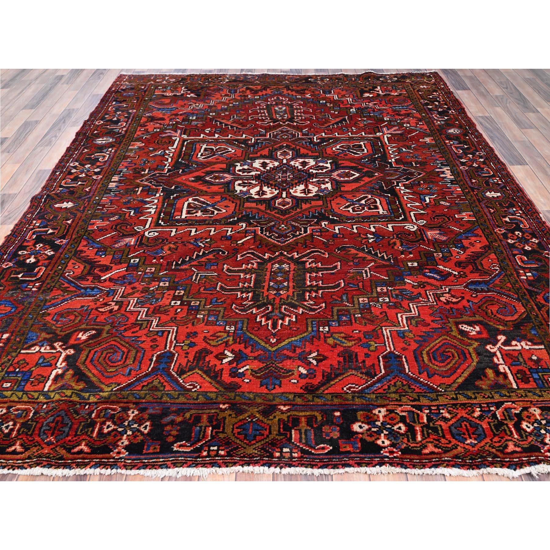 Persian Chili Red Vintage Good Condition Rustic Look Worn Wool Hand Knotted Oriental Rug For Sale
