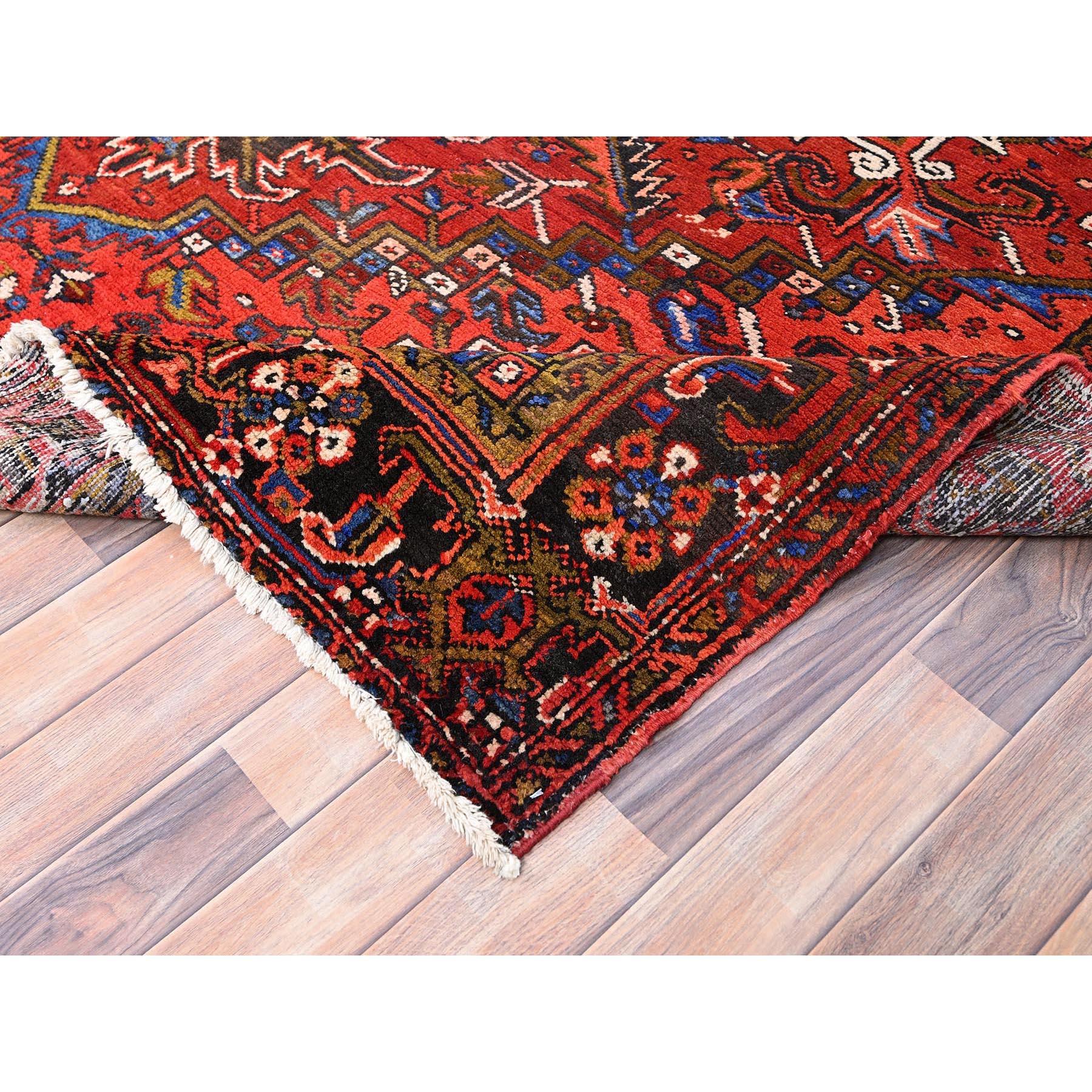 Chili Red Vintage Good Condition Rustic Look Worn Wool Hand Knotted Oriental Rug For Sale 1