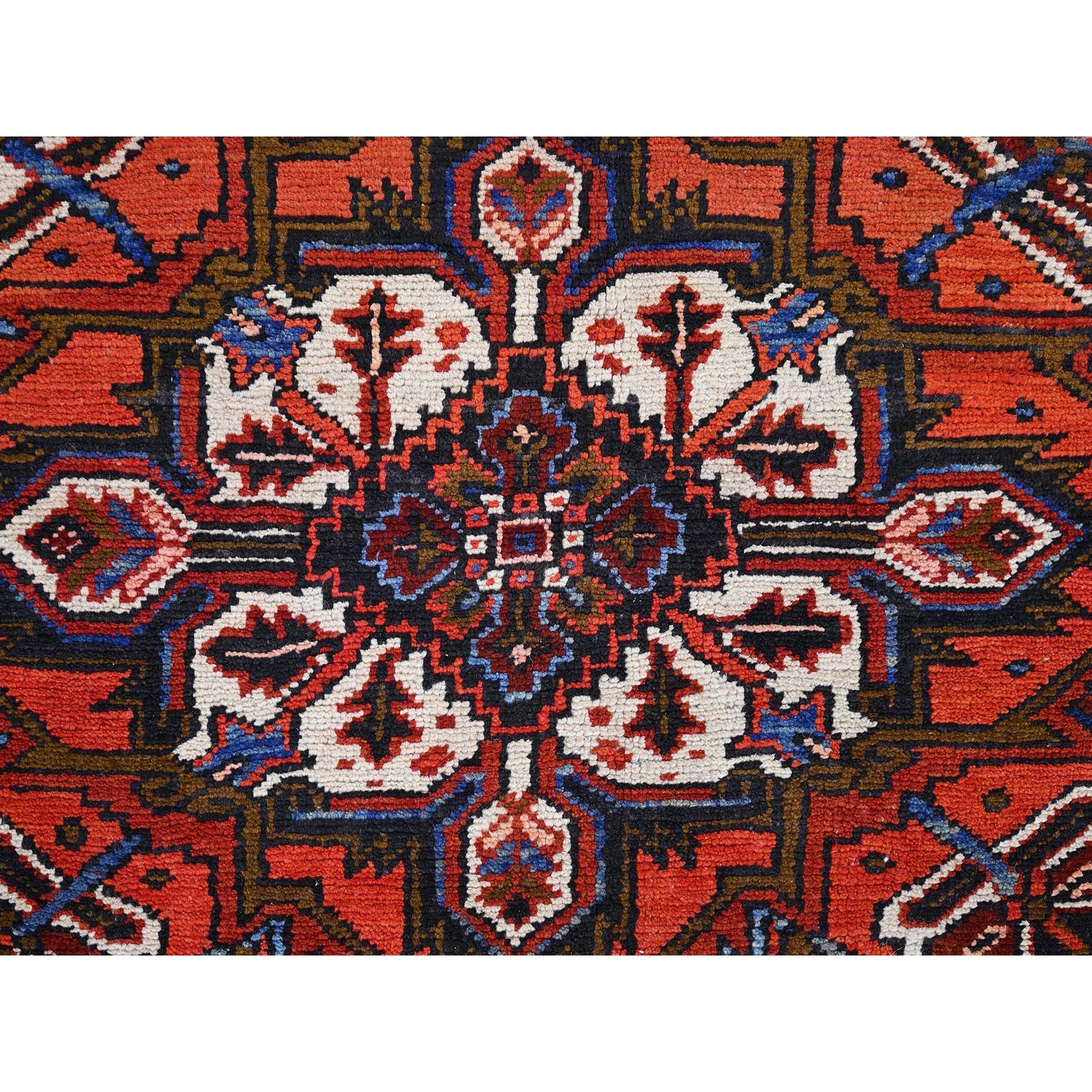 Chili Red Vintage Good Condition Rustic Look Worn Wool Hand Knotted Oriental Rug For Sale 3