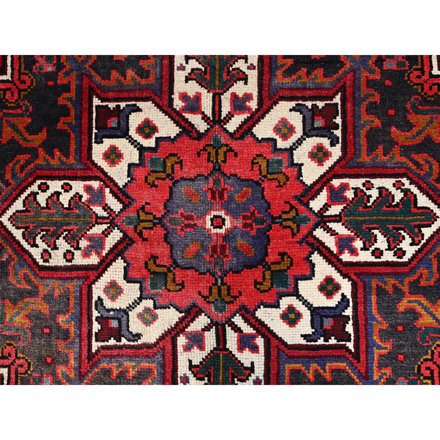 Chili Red Vintage Persian Heriz Clean Hand Knotted Pure Wool Distressed Look Rug For Sale 3