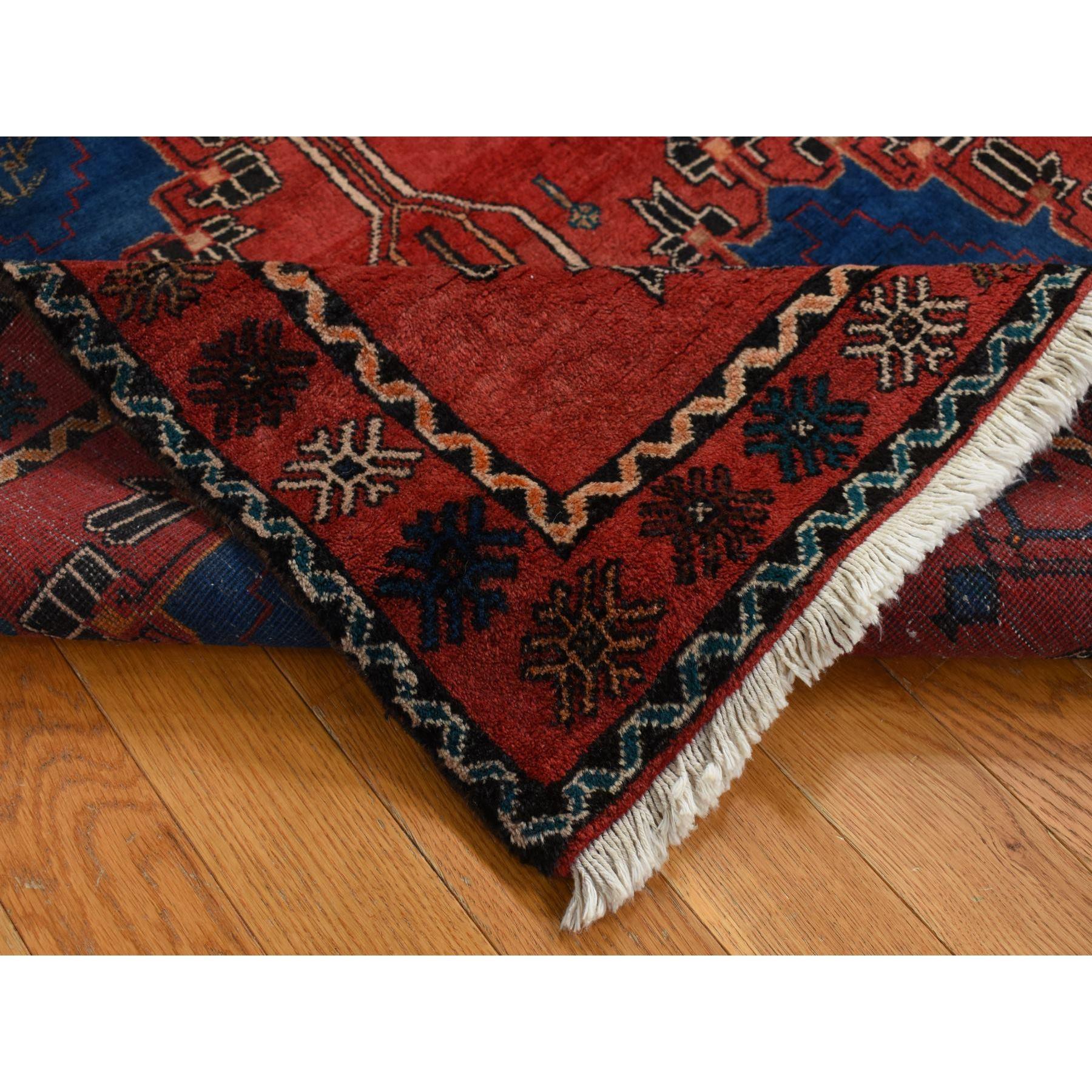 Hand-Knotted Chili Red Vintage Persian Malayer Pure Wool Clean Hand Knotted Wide Runner Rug For Sale