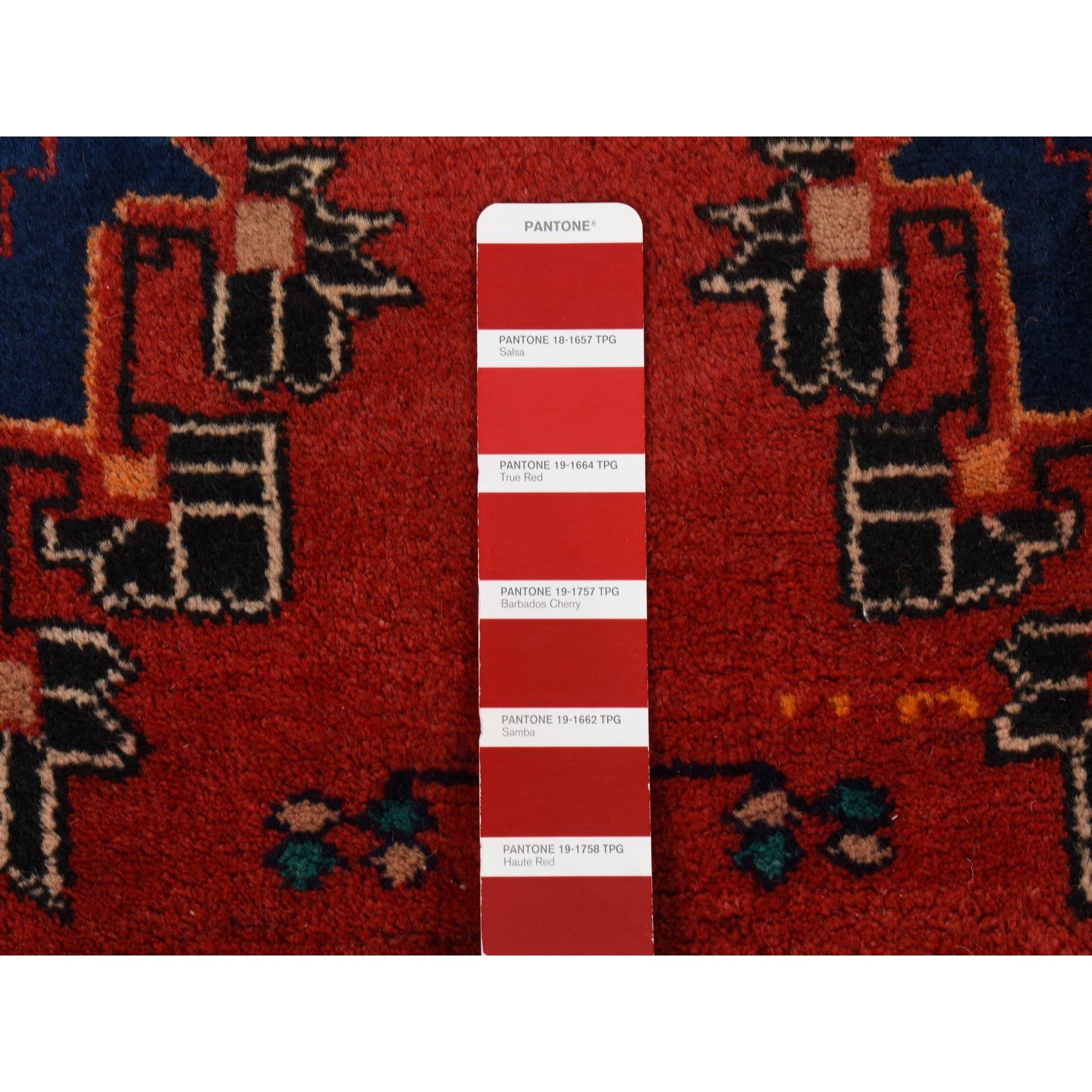 Chili Red Vintage Persian Malayer Pure Wool Clean Hand Knotted Wide Runner Rug In Good Condition For Sale In Carlstadt, NJ