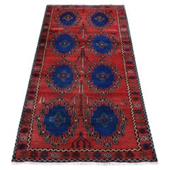 Chili Red Vintage Persian Malayer Pure Wool Clean Hand Knotted Wide Runner Rug