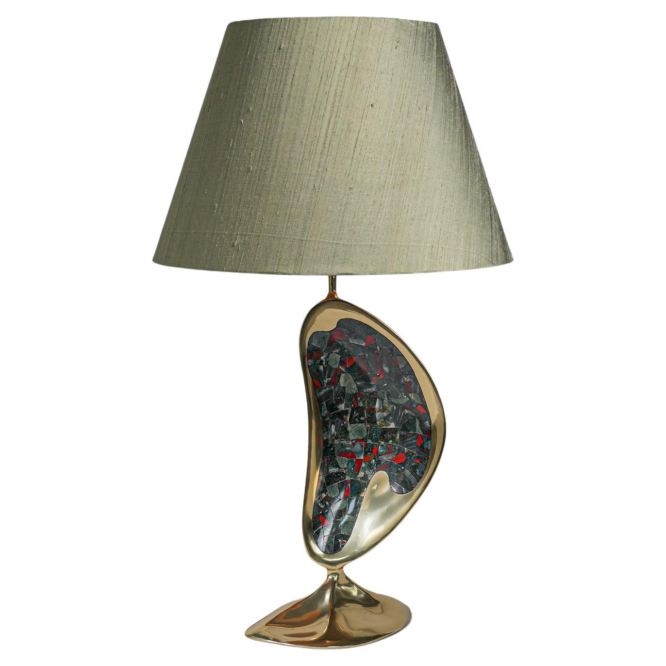 Chilika Table Lamp B in Brass 
Semi Precious Stone, Viya by Vikram Goyal