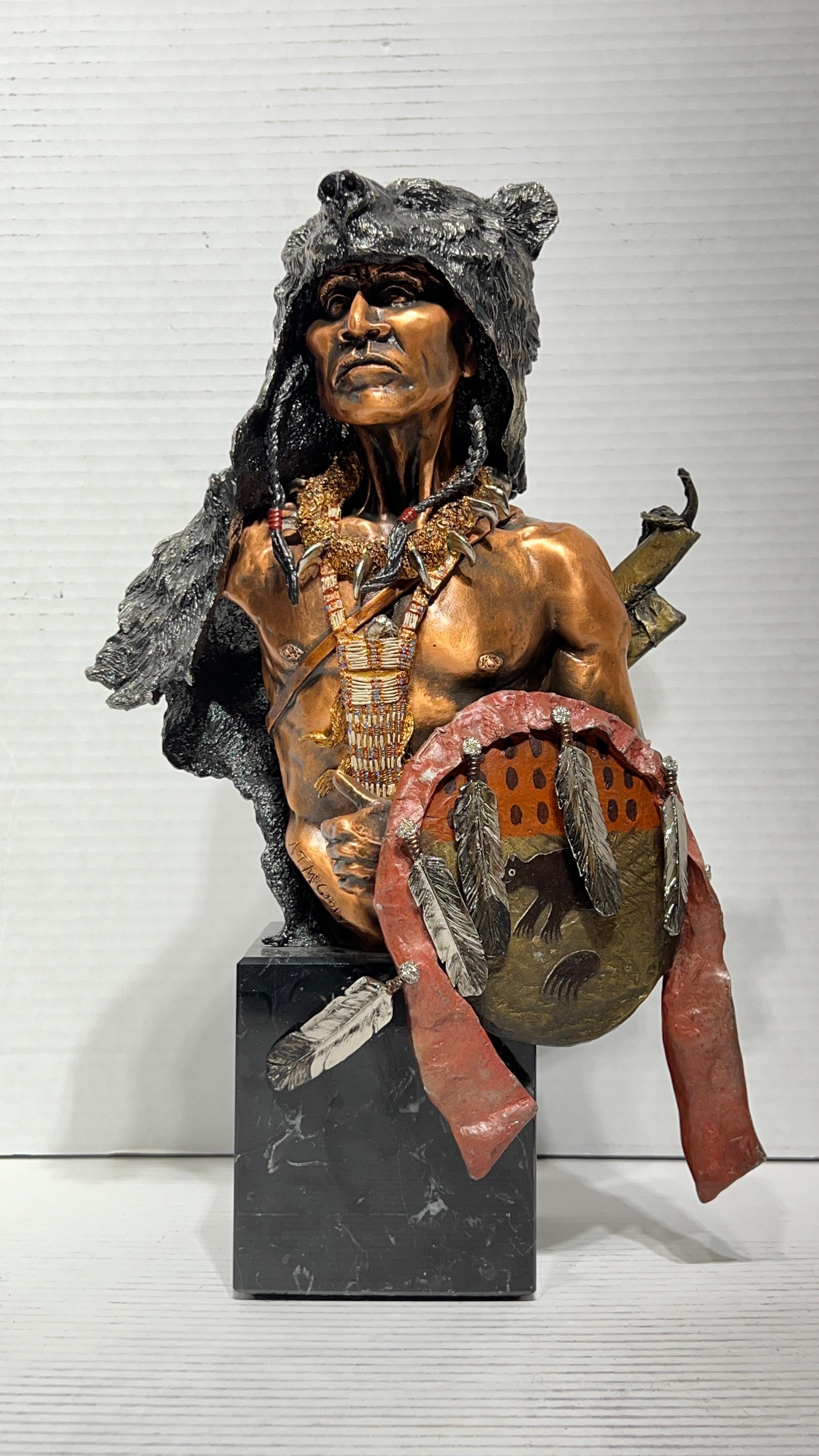 Chilmark Limited Edition Sculpture of American Indian Entitled Bear Vision In Good Condition In New York, NY